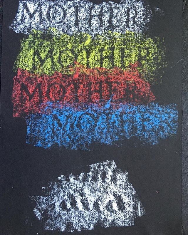 Another cemetery rubbing, wax crayon on black paper 12x9&rdquo;. #death #mother #cemeterywords #artfromgrief #carter_burden_gallery