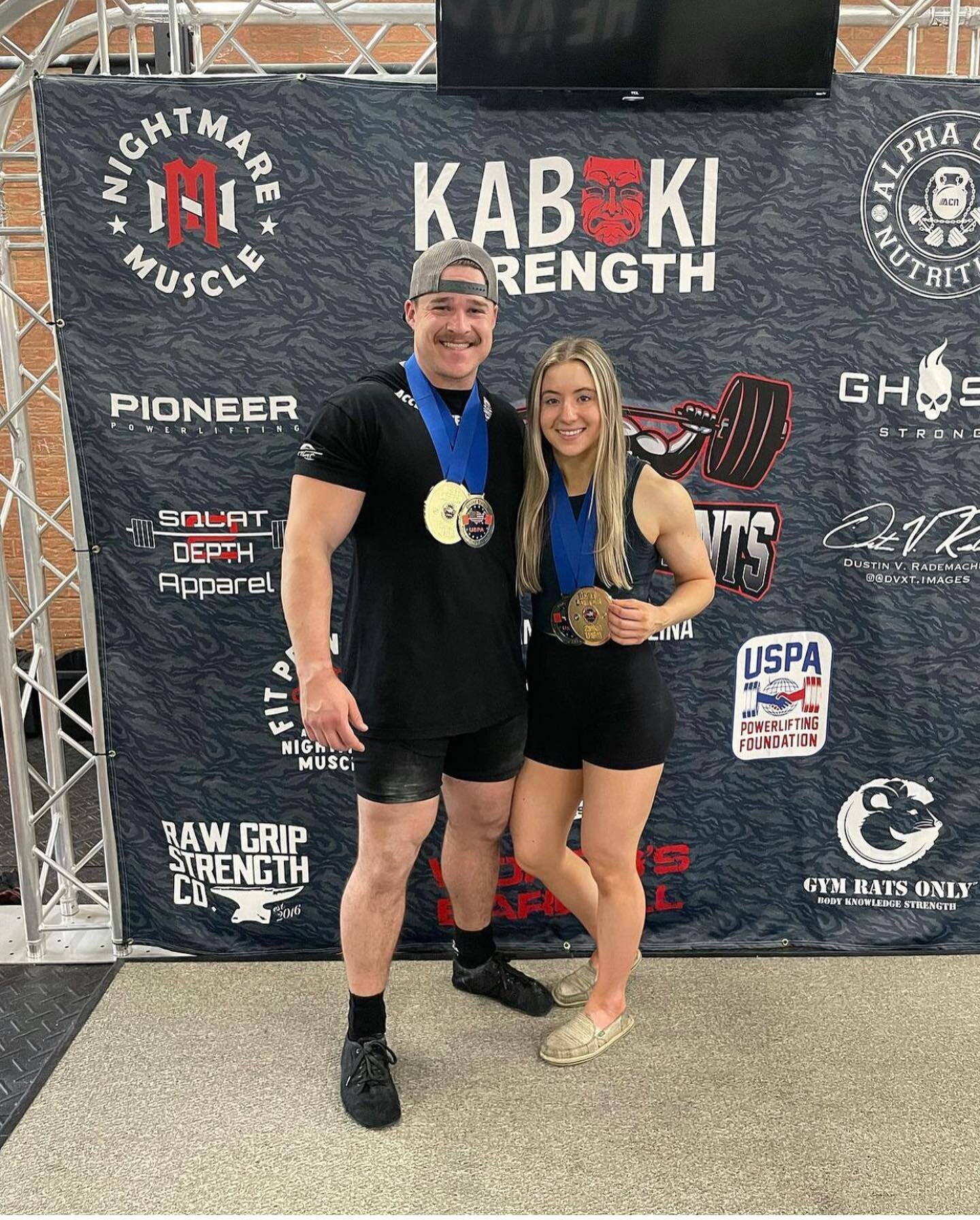Big congratulations to two of our members @five0.three.one and @amoe_  for their performance this weekend at the Charlotte Open!

This power couple won best male and female lifter AND Austin set a few state records! #uspa #powerlifting #powerliftingm
