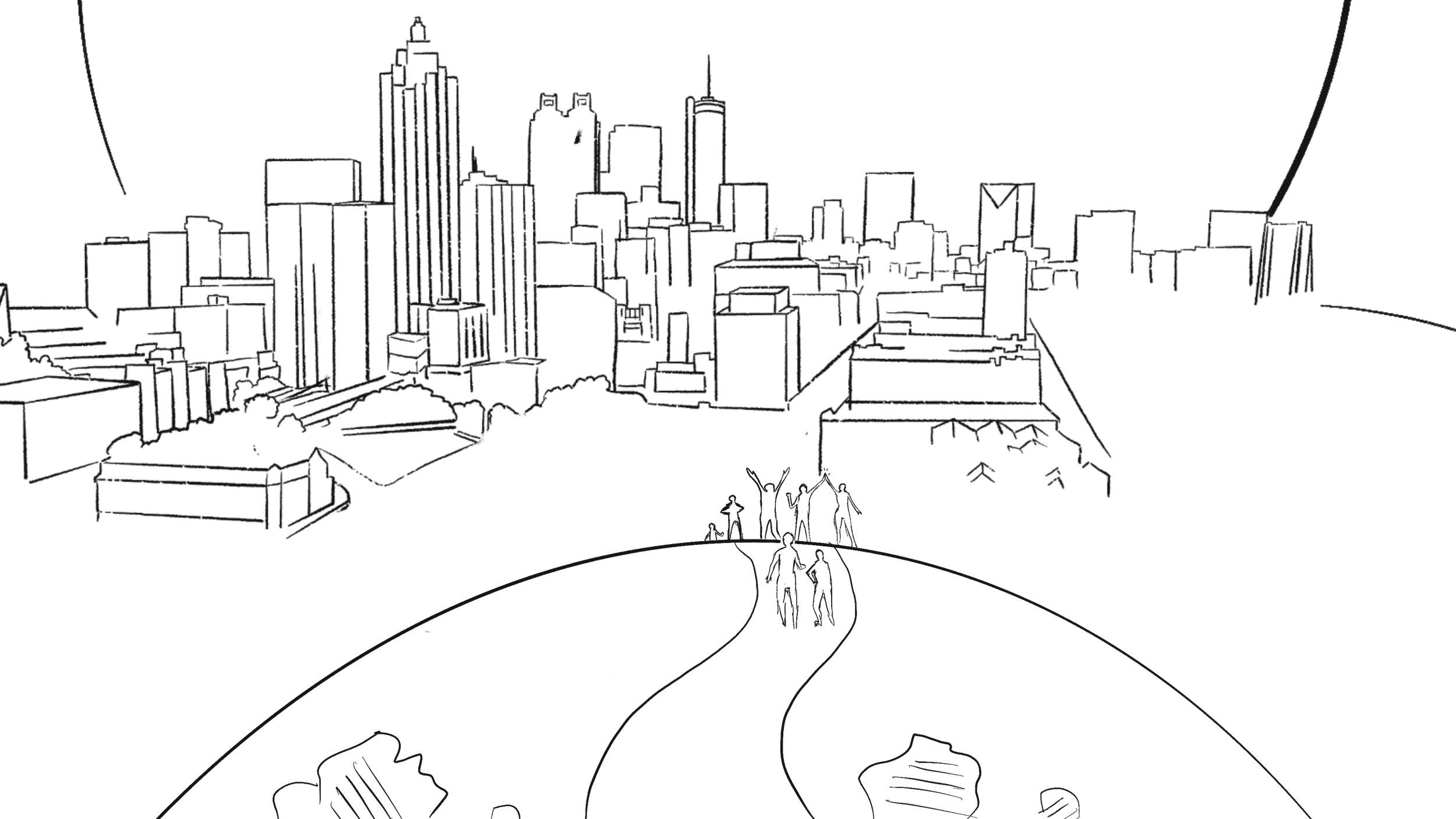 Team gets through it and you see them run into the distance reaching Atlanta. Vignettes from existing footage of mentors, apprentices etc. 