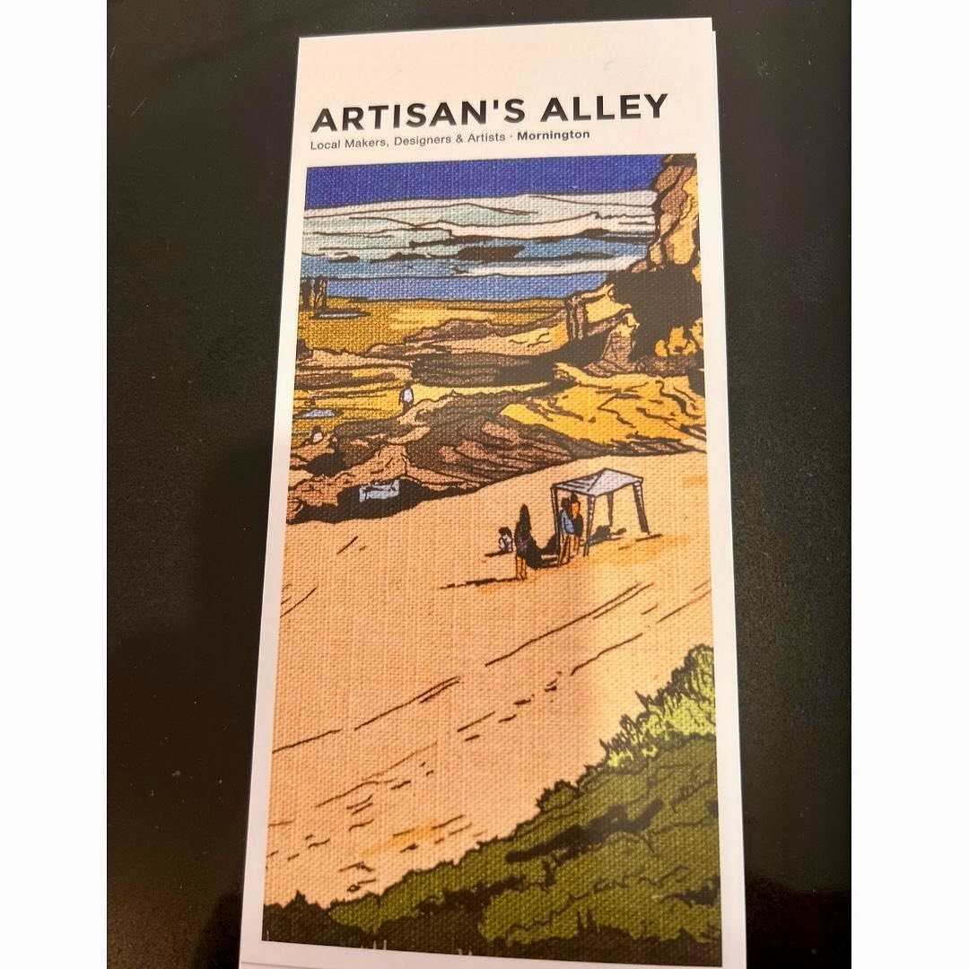 Thrilled to have my Sorrento Back Beach artwork featured on the front of the @artisans_alley_mornington @lovethepen leaflet that you can find dotted around our beautiful villages on the Mornington Peninsula.  I&rsquo;ve got the full 90cm artwork avai