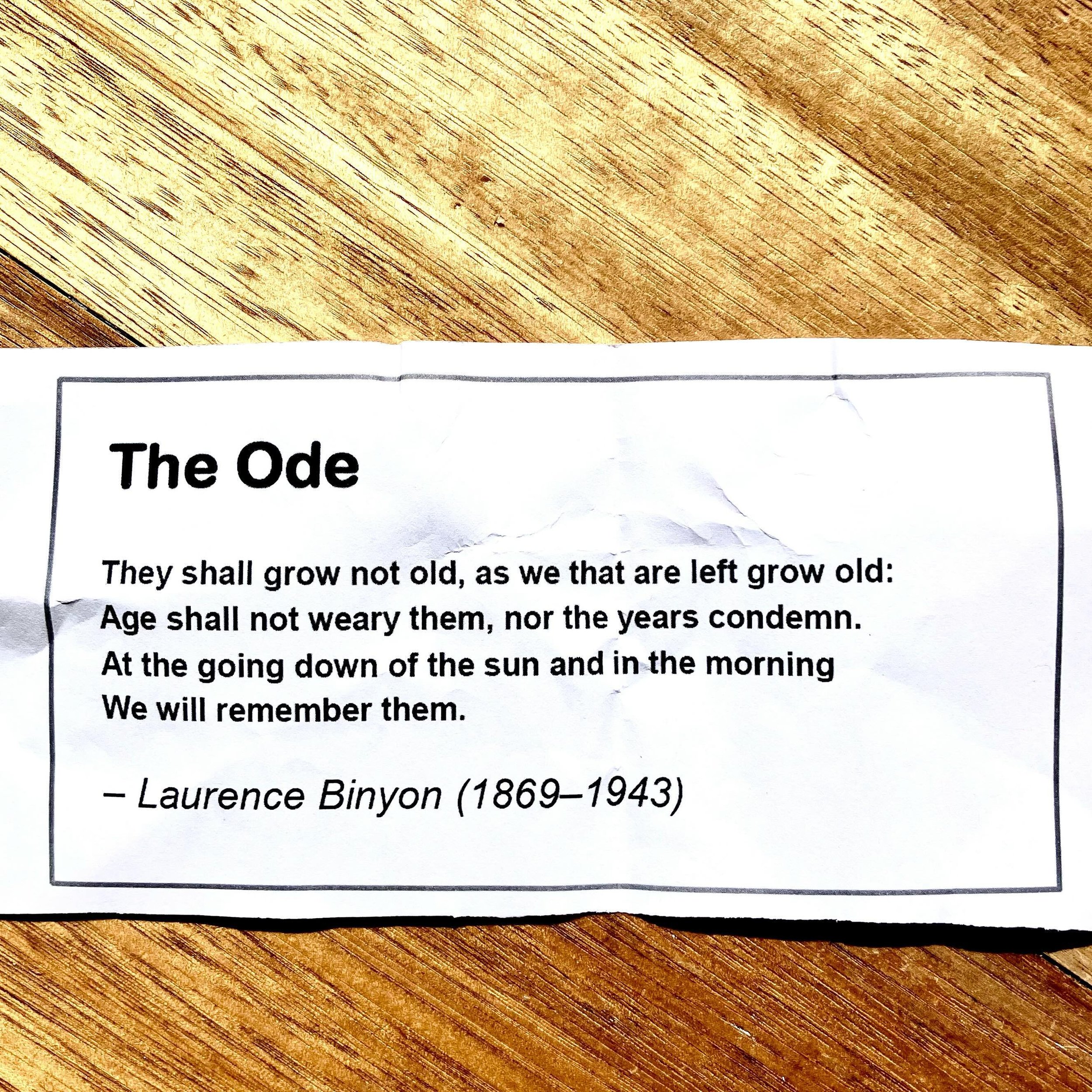 A beautiful, poignant piece of poetry that goes straight to the heart, my son brought this small but powerful piece of paper back from school.  Lest we forget ❤️#colourneadow #anzacday #lestweforget🌹