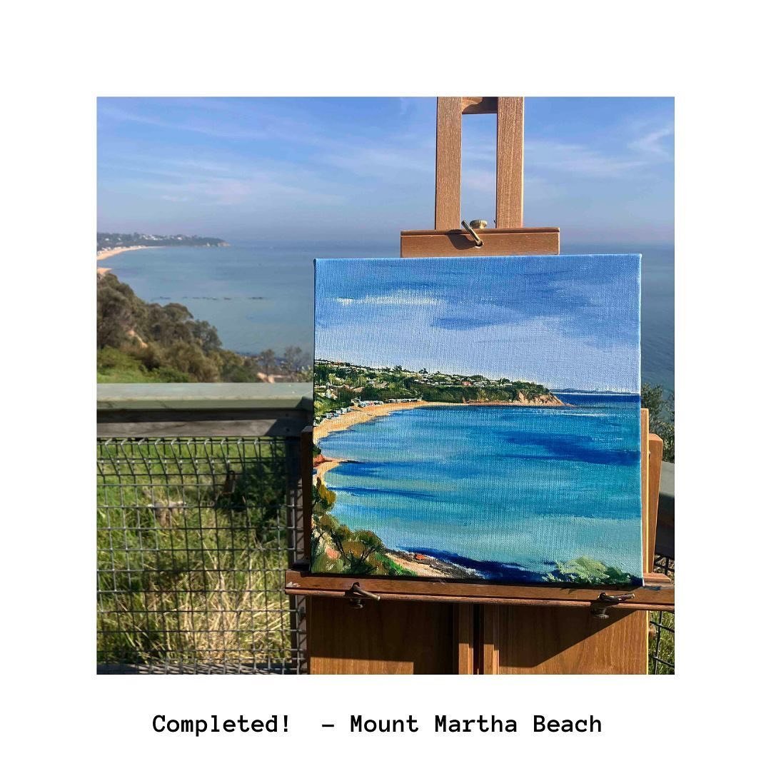 Follow my oil painting journey around the peninsula @jillmcfarlaneart .  Next stop Mills Beach, Mornington ❤️ #jillmcfarlaneart #oilpainting #mountmartha #morningtonpeninsulaartist #colourmeadow