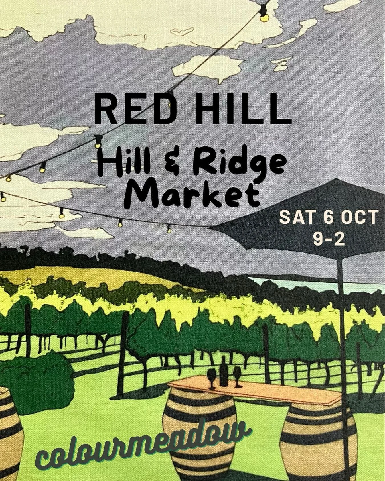 This Saturday 4th October I&rsquo;ll be at the amazing @hillandridgecommunitymarket Red Hill Showgrounds from 9-2.  A market full of fresh produce, art, craft and community spirit 👌❤️#colourmeadow #hillandridgecommunitymarket #redhill #redhillmarket