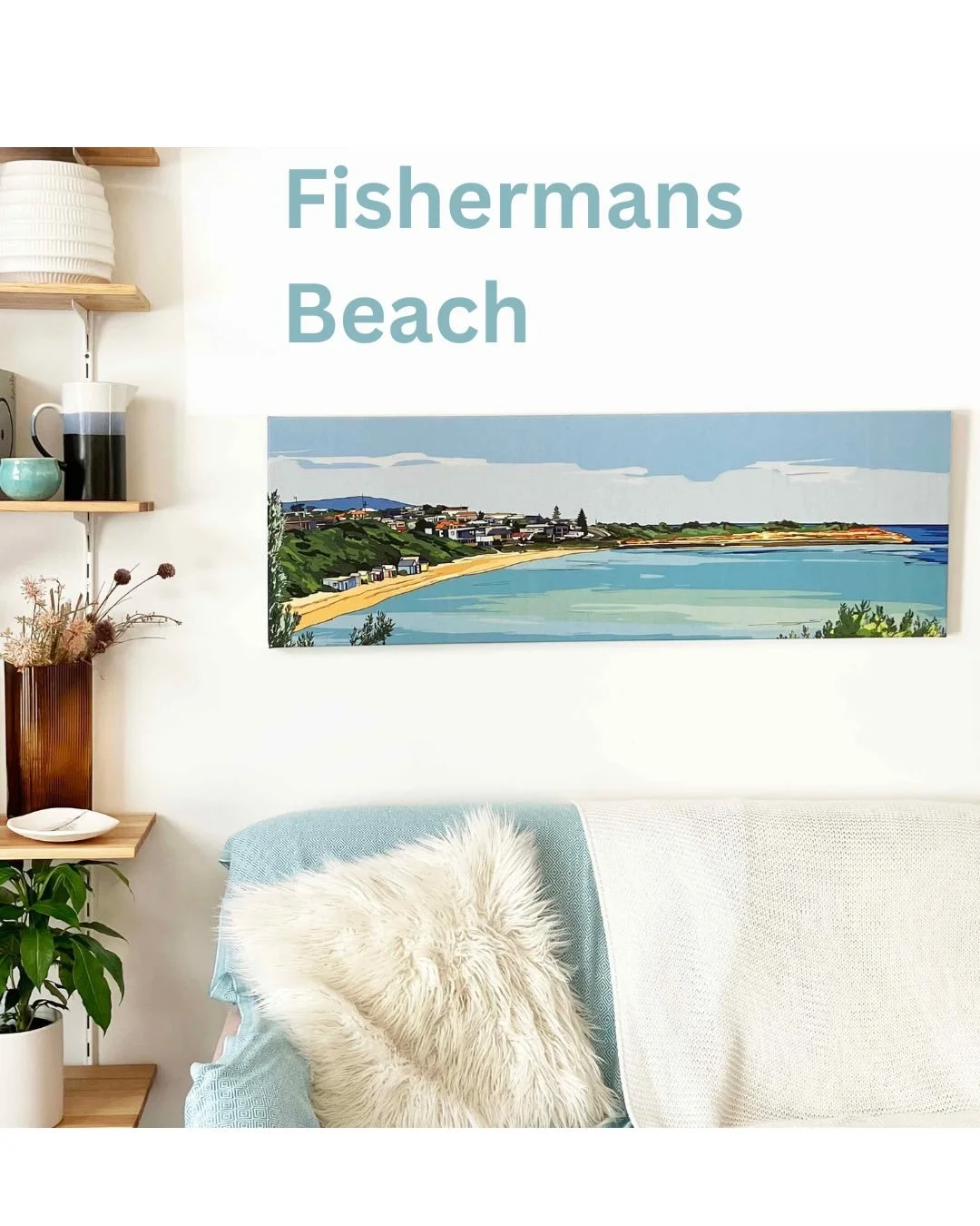 Local Art, Local Beach in a Local Shop!  My Fishermans Beach Mornington artworks on Linen &amp; Cotton canvas are available @artisans_alley_mornington #colourmeadow #artisansalleymornington #fishiesbeach #fishermansbeachmornington #morningtonmainstre