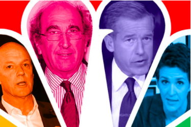 Photo Credit: MSNBC President Phil Griffin, NBC News Chairman Andrew Lack, Brian Williams, Rachel Maddow (Getty Images) 