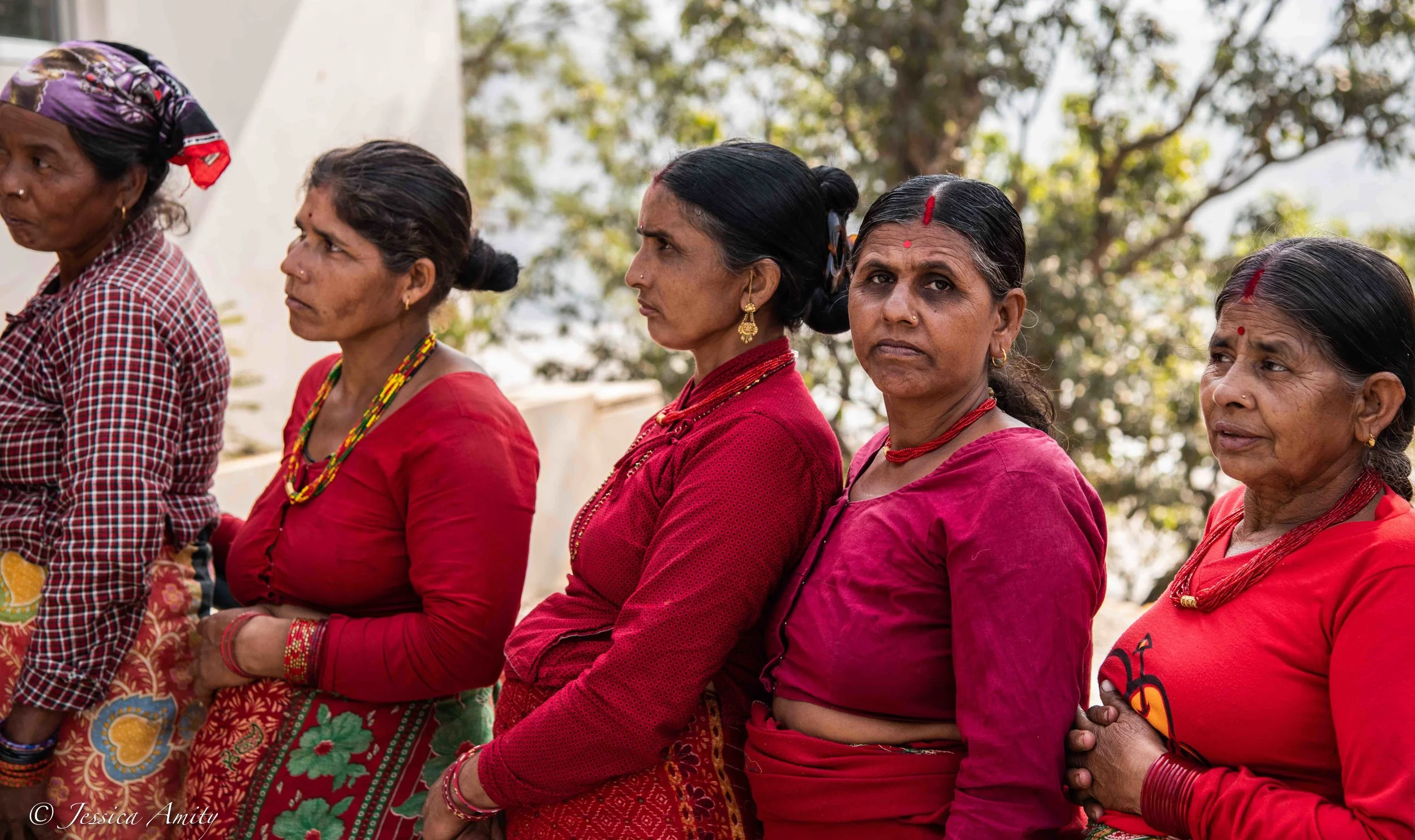 Women wait in line for registration to start.