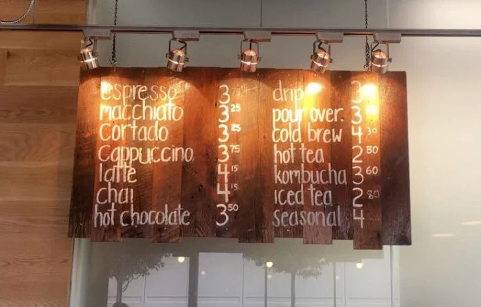 Coffee bar menu
