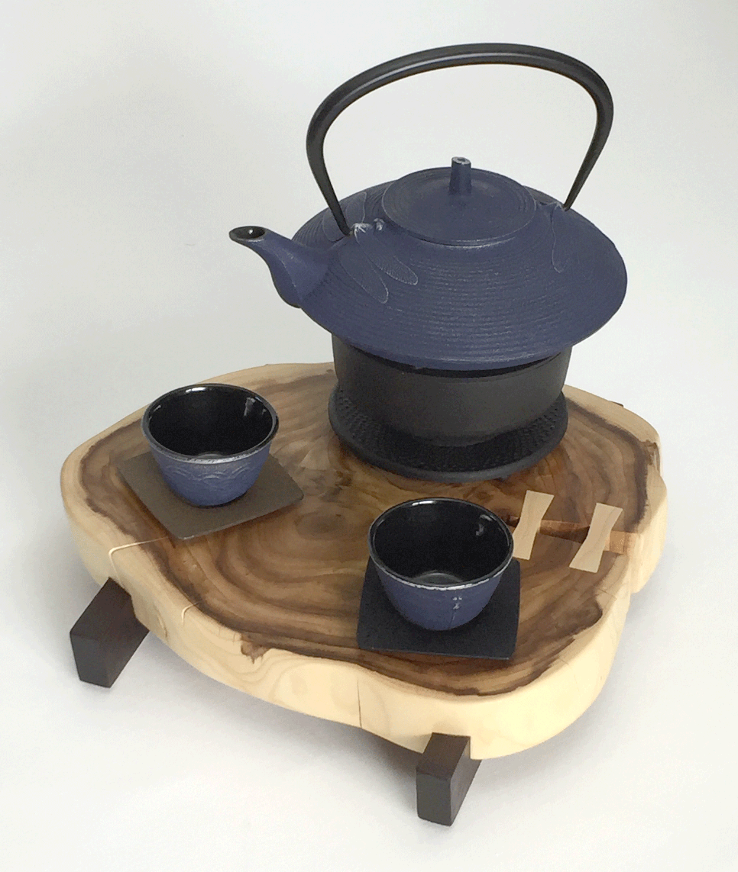 Japanese cast iron teapot cups and saucers