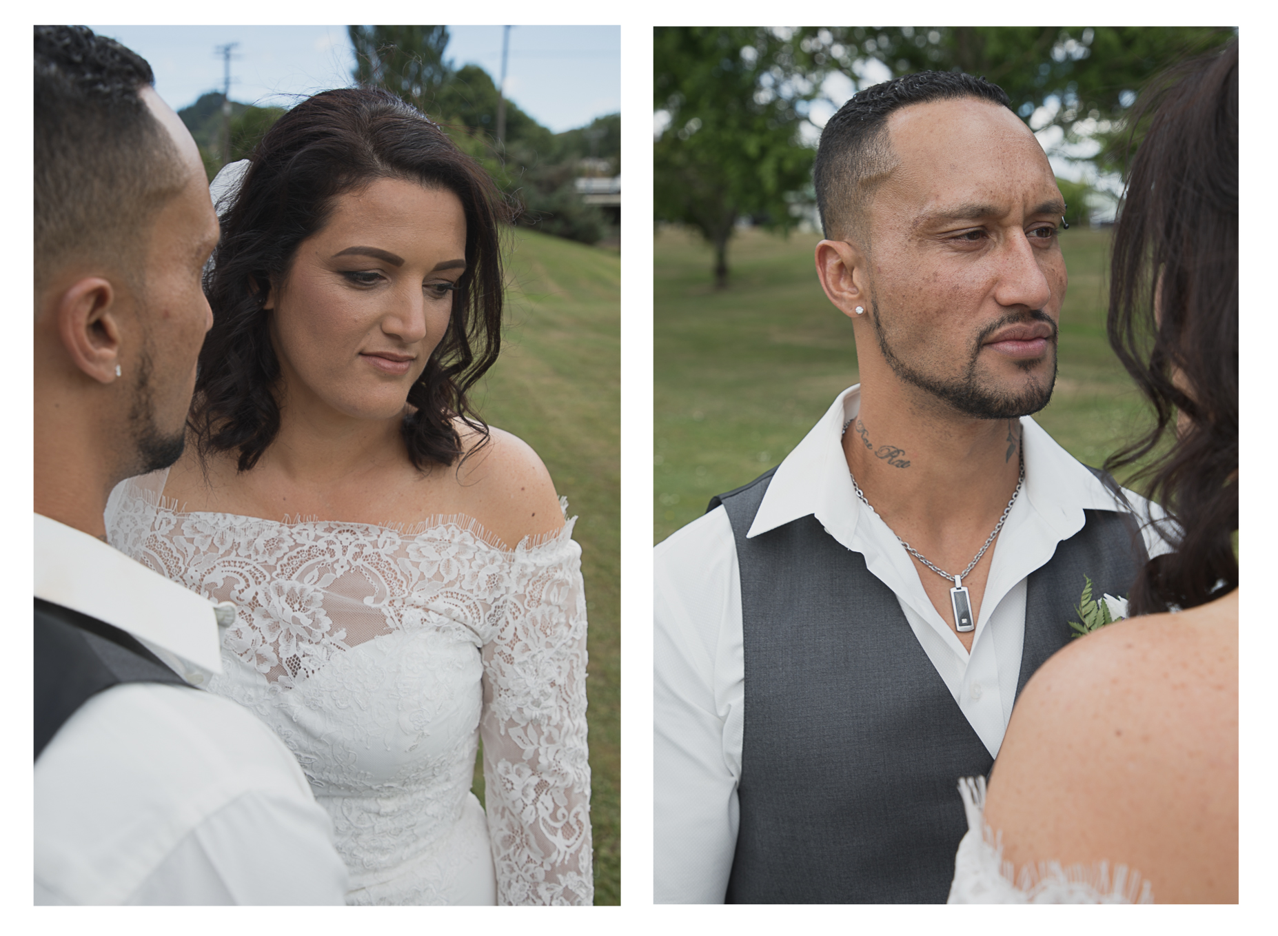 groom admiring his bride