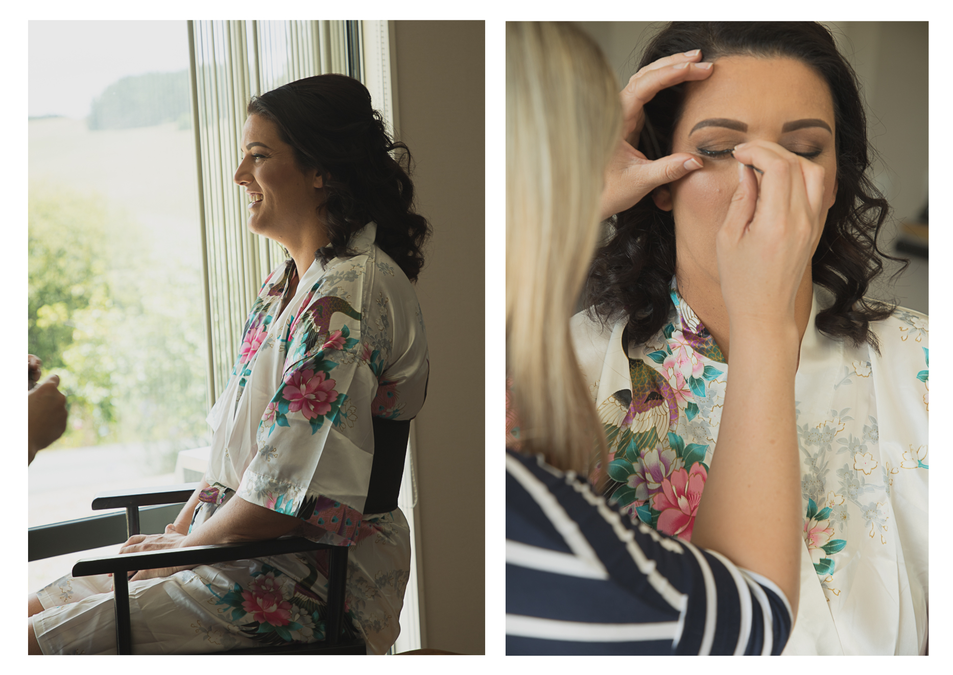 bride having wedding makeup done