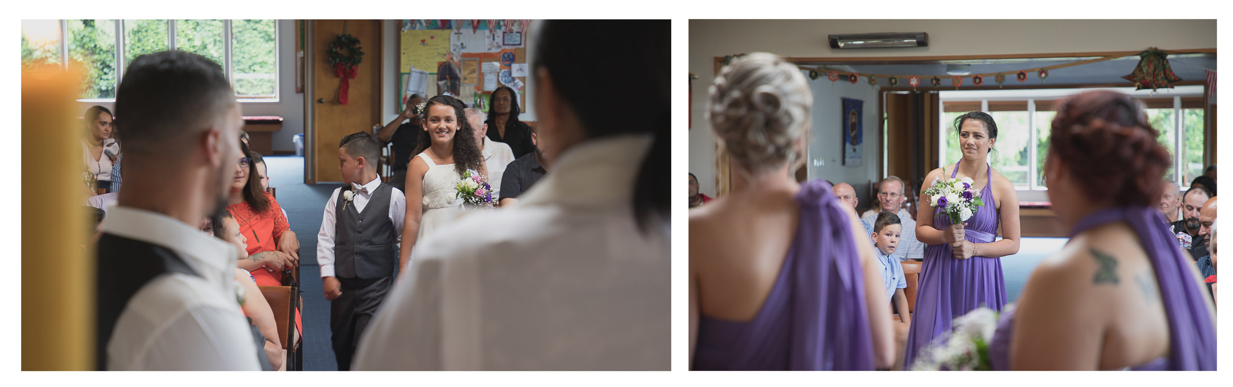 groom watching children walk down the isle