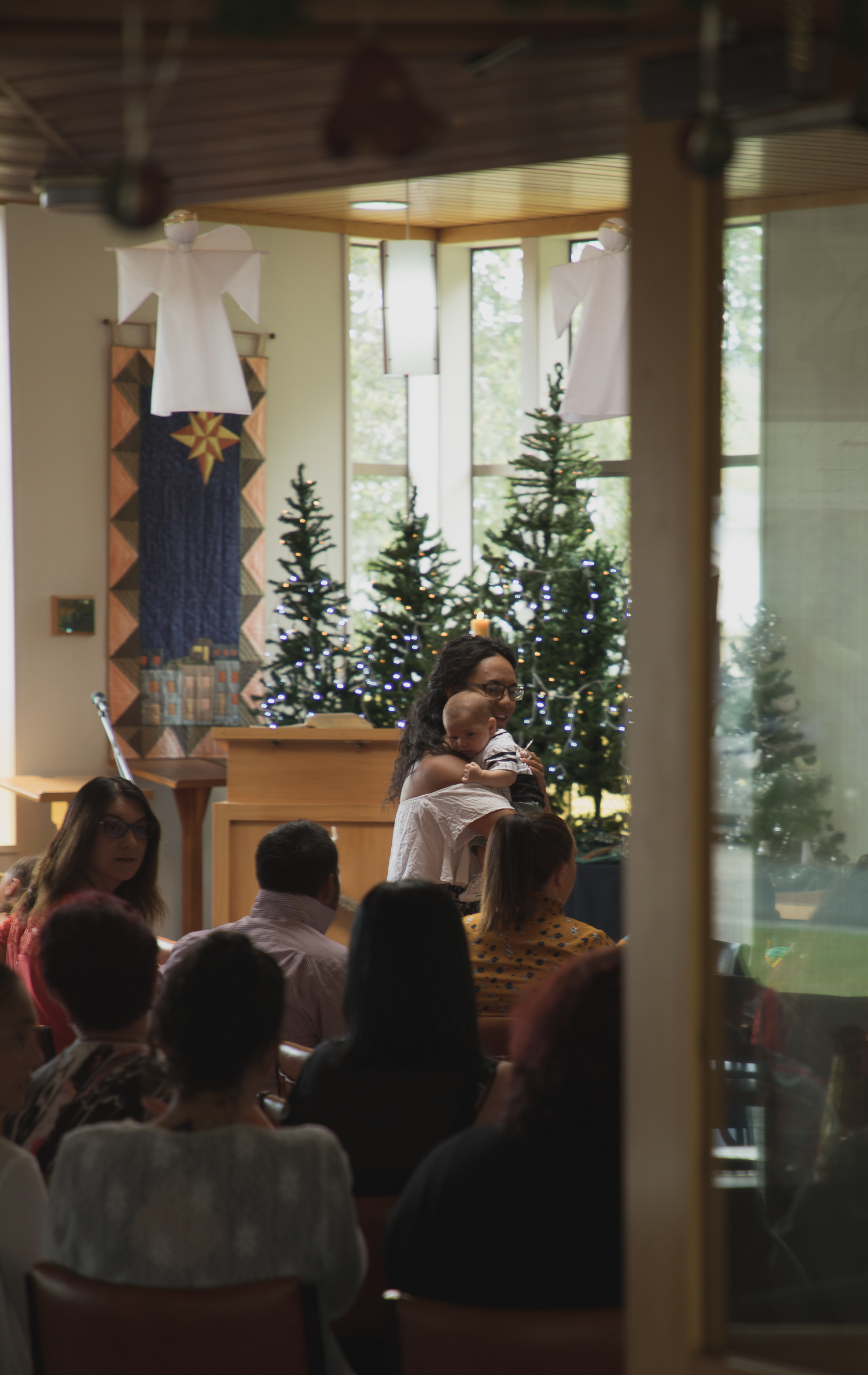 guests waiting inside the church for the wedding