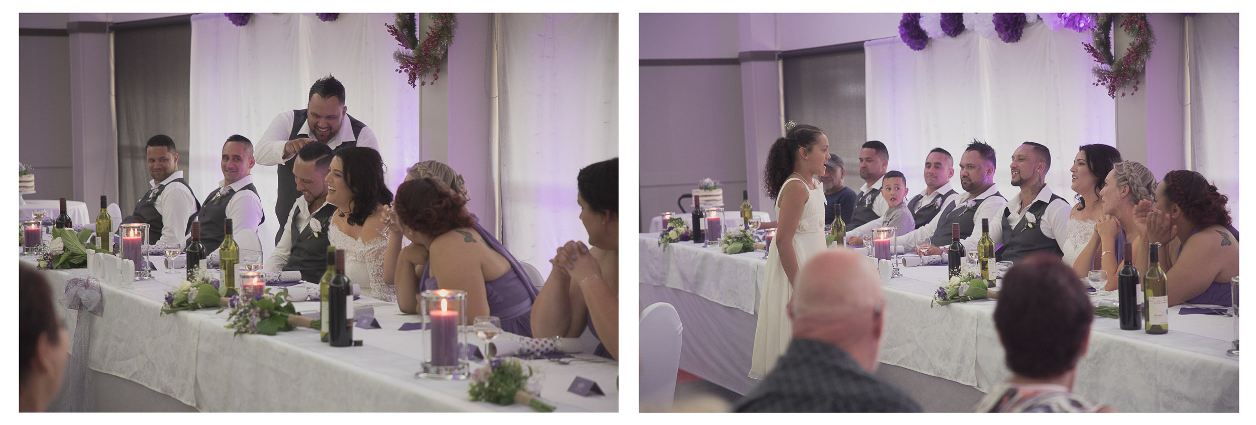 wedding reception laughter during speeches