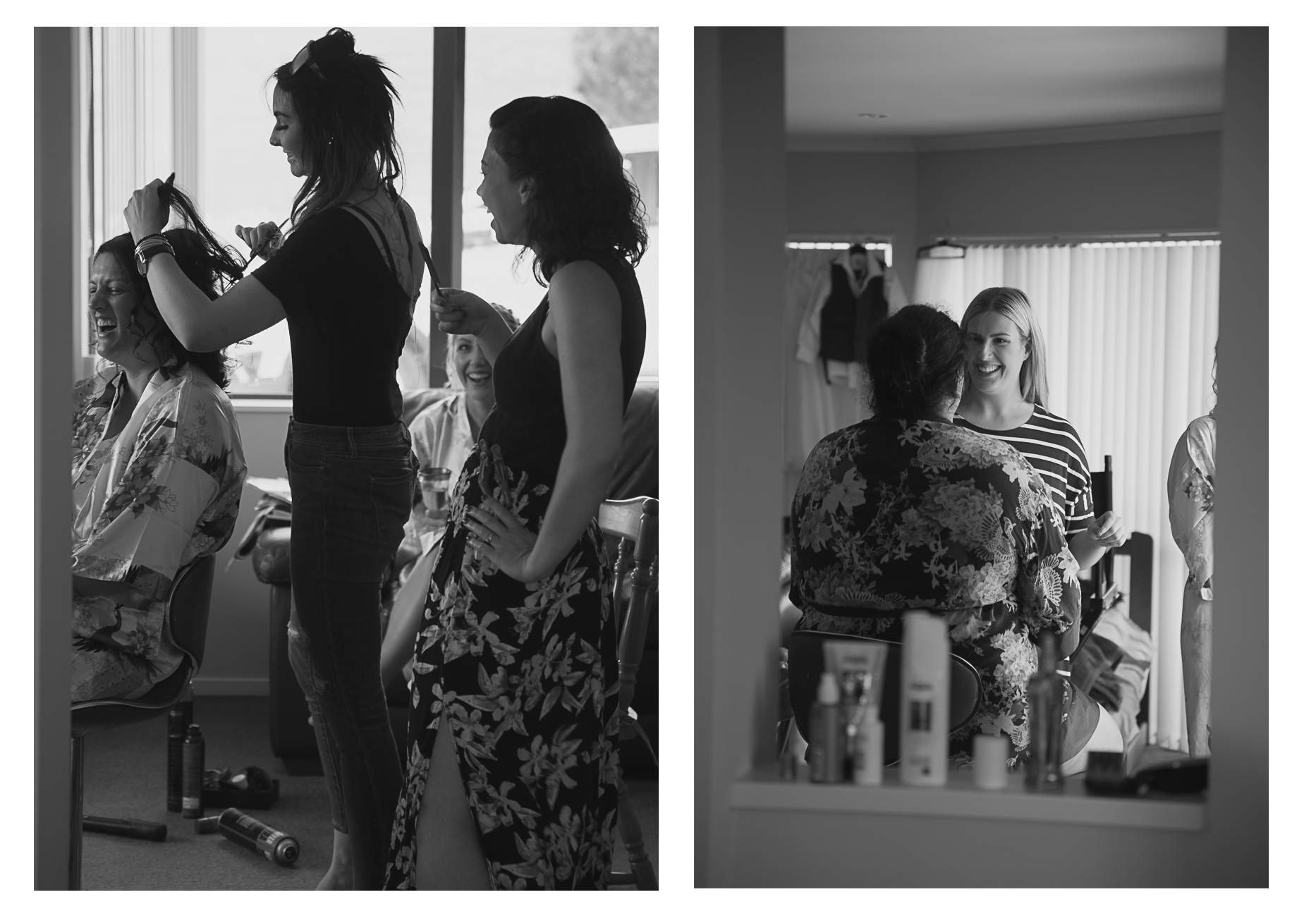 bridal party getting ready for wedding