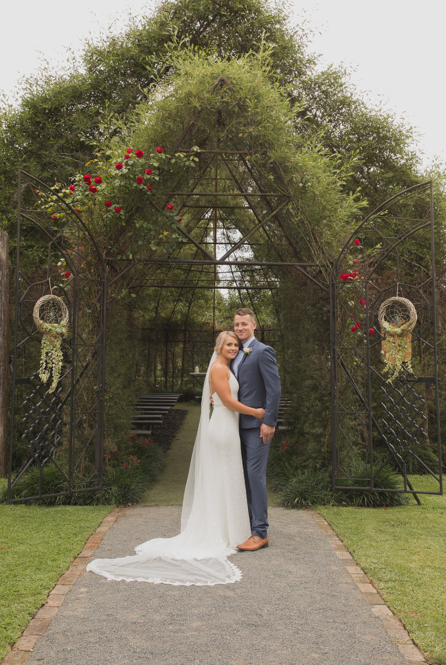 bride and groom at Ohaupo Tree Church wedding