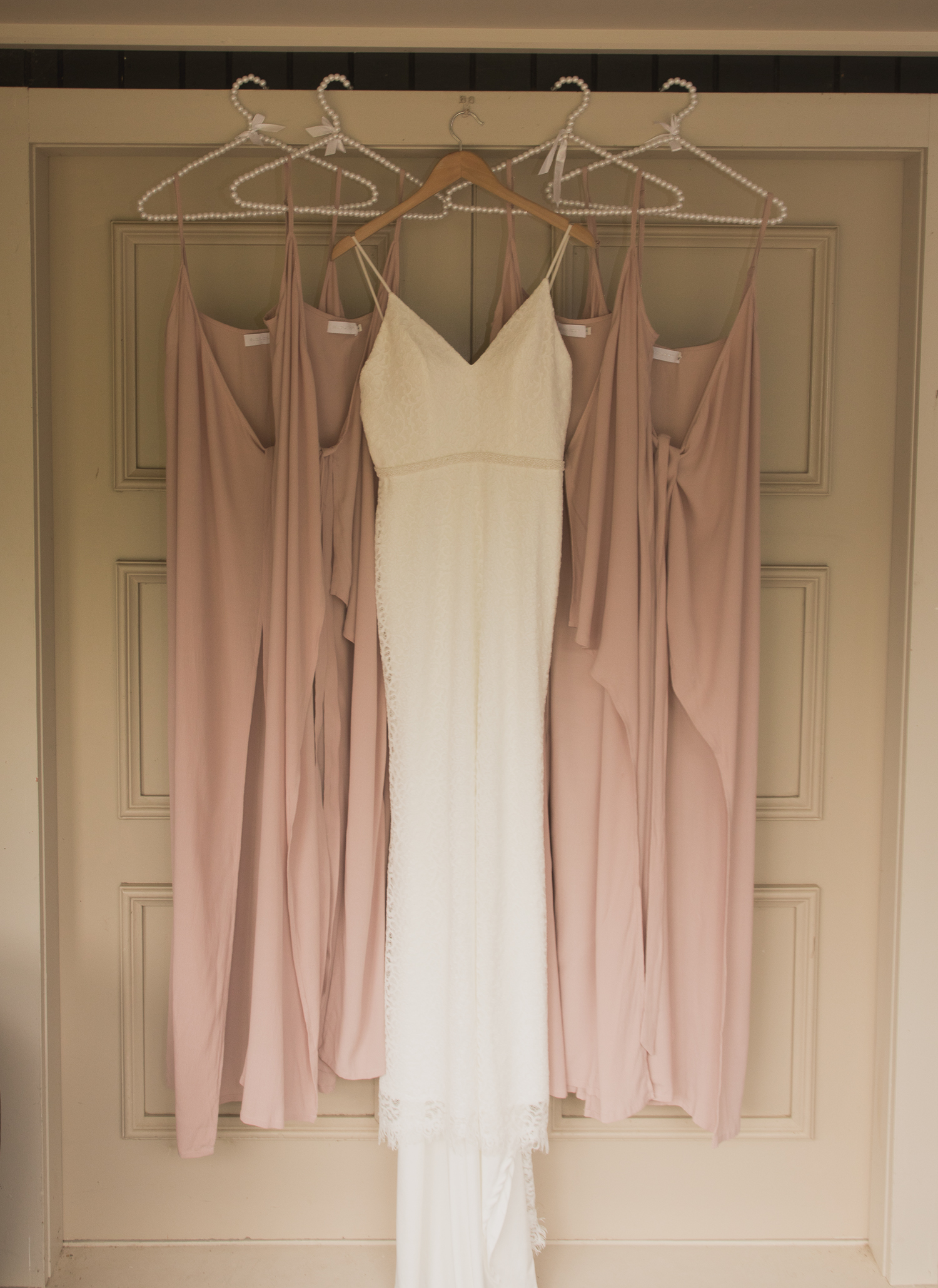 wedding dress with bridesmaid dresses