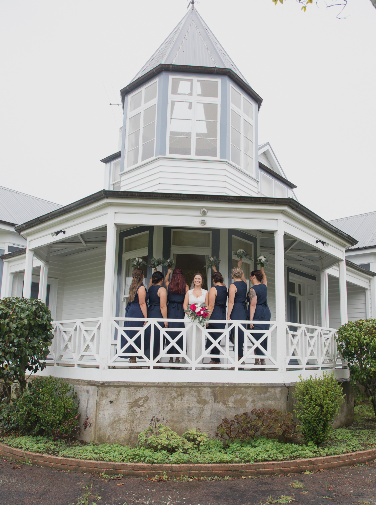 bride with bridesmaids