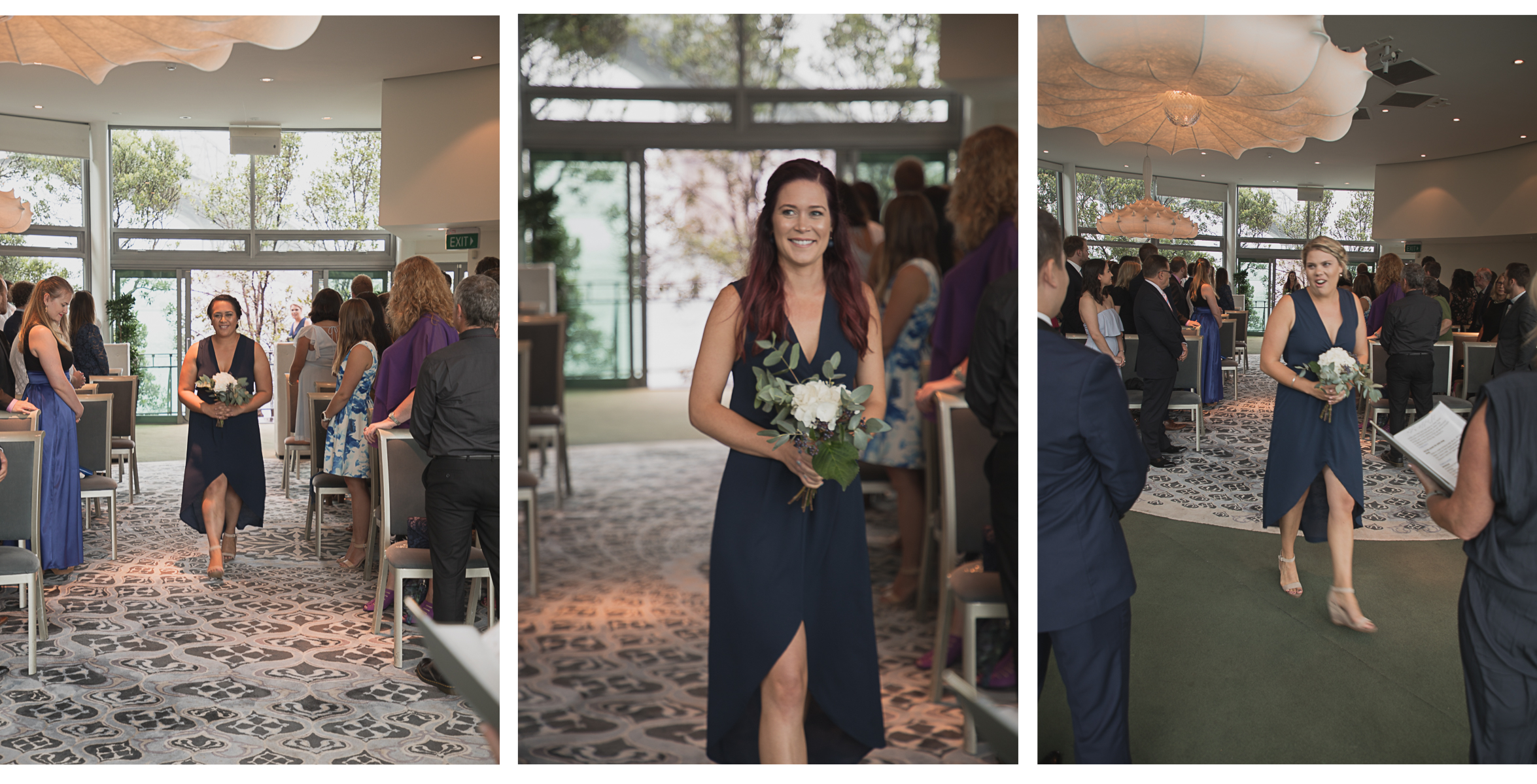 bridesmaids arriving at wedding ceremony