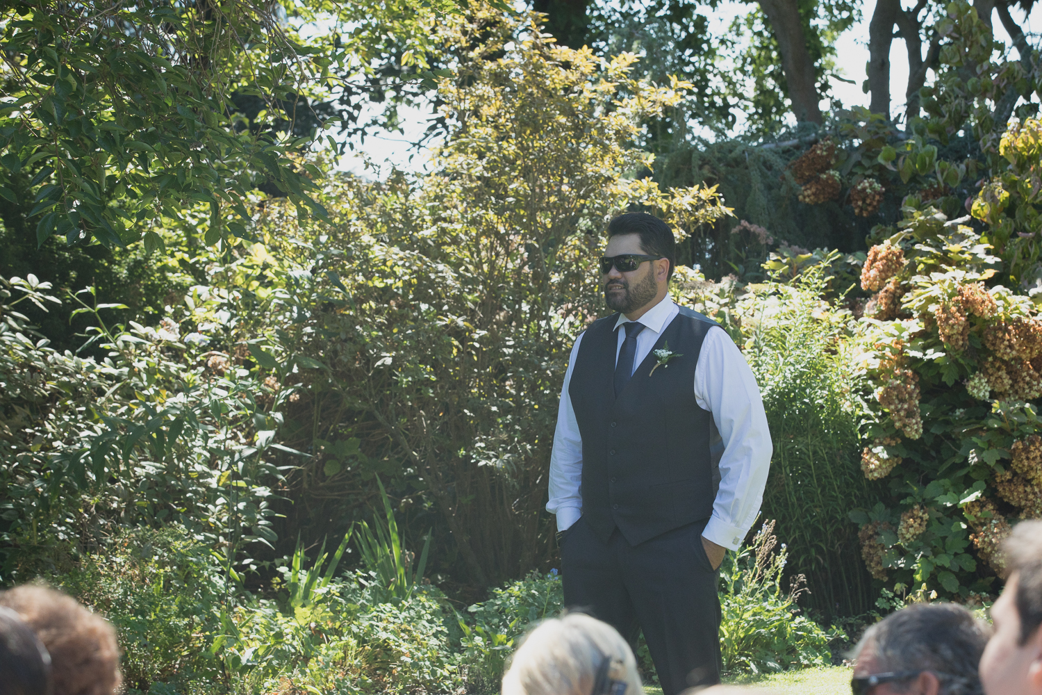 groom at alter ready for bride at wedding ceremony
