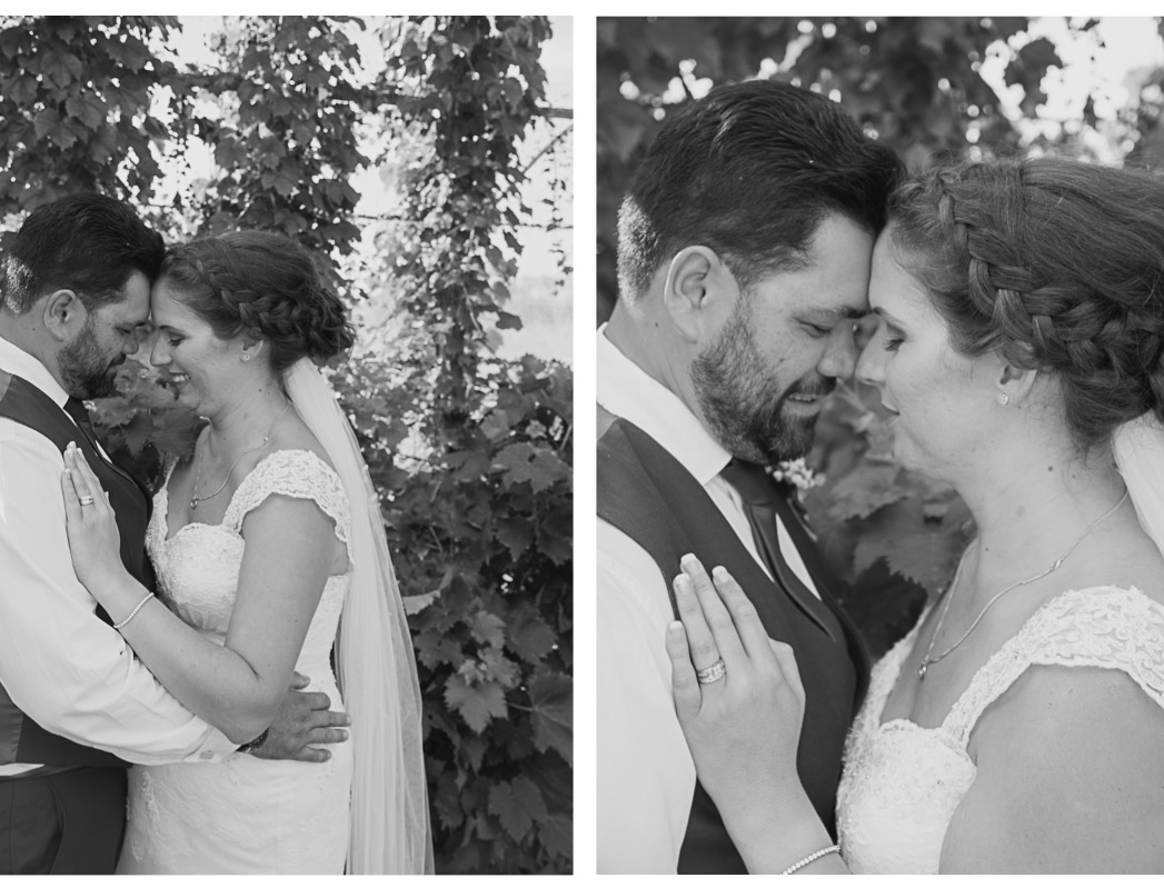 bride and groom in abandoned glasshouse on wedding day