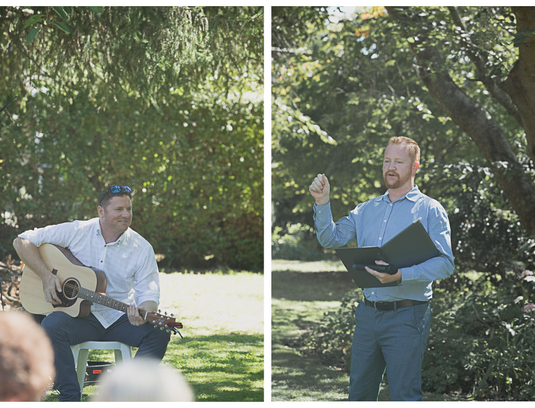 celebrant and band at wedding ceremony