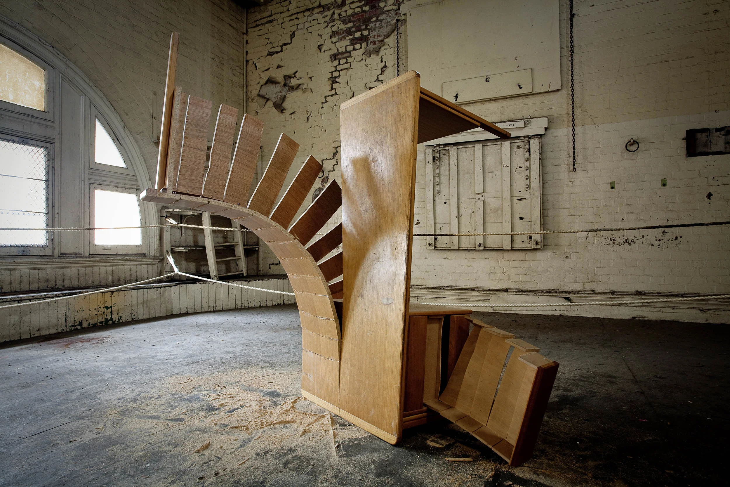 From the Left Corner - Cut Office Desk - Abandoned Gymnasium - Flinders Street Station Melbourne - CSI Art Project - Robbie Rowlands - Image Credit - Greta Costello - Web.jpg