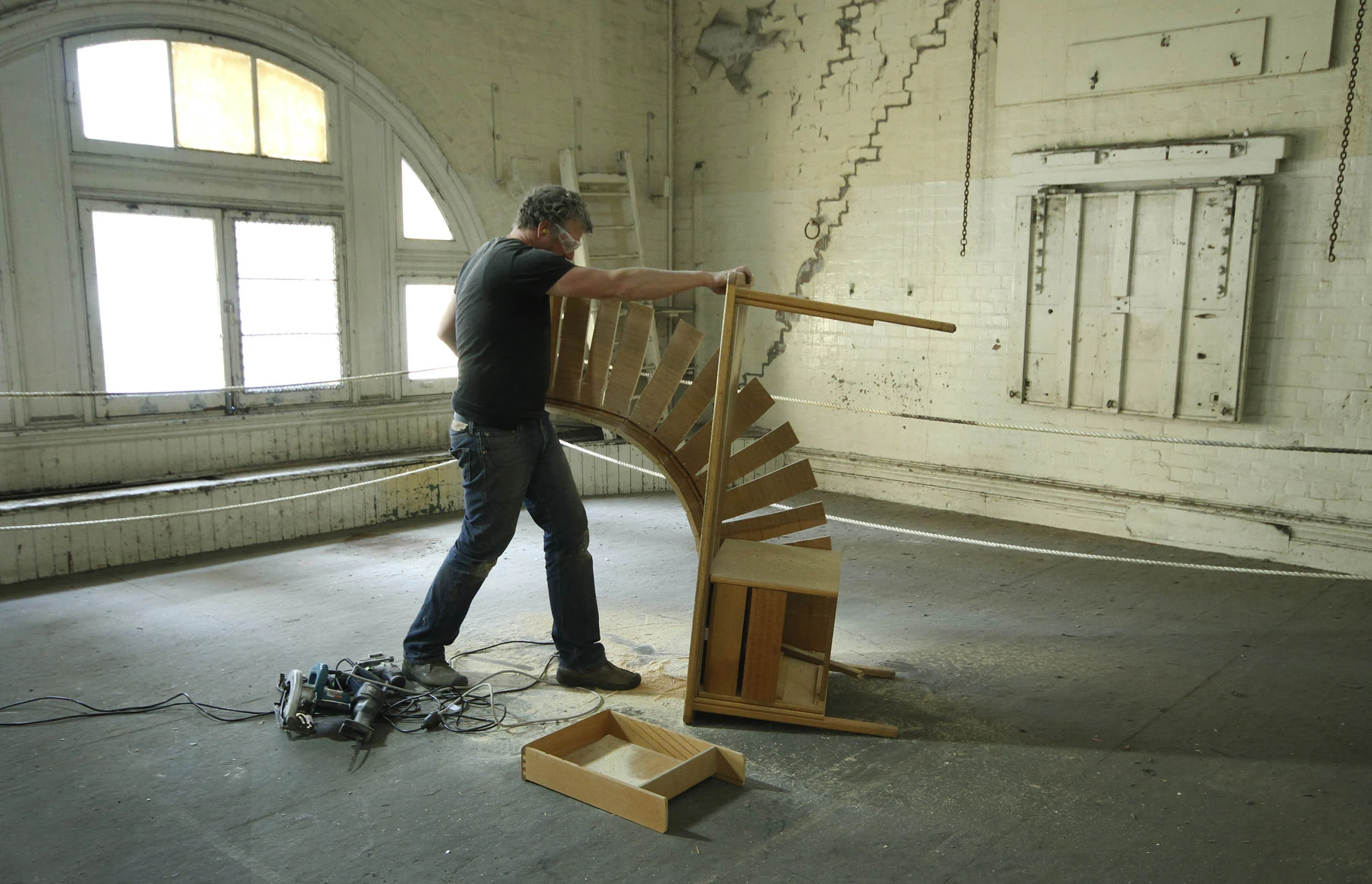 From the Left Corner - Office Desk - Abandoned Gymnasium - Flinders Street Station Melbourne - CSI Art Project - Robbie Rowlands - Image Credit - Robbie Rowlands - Working Shot - Web.jpg