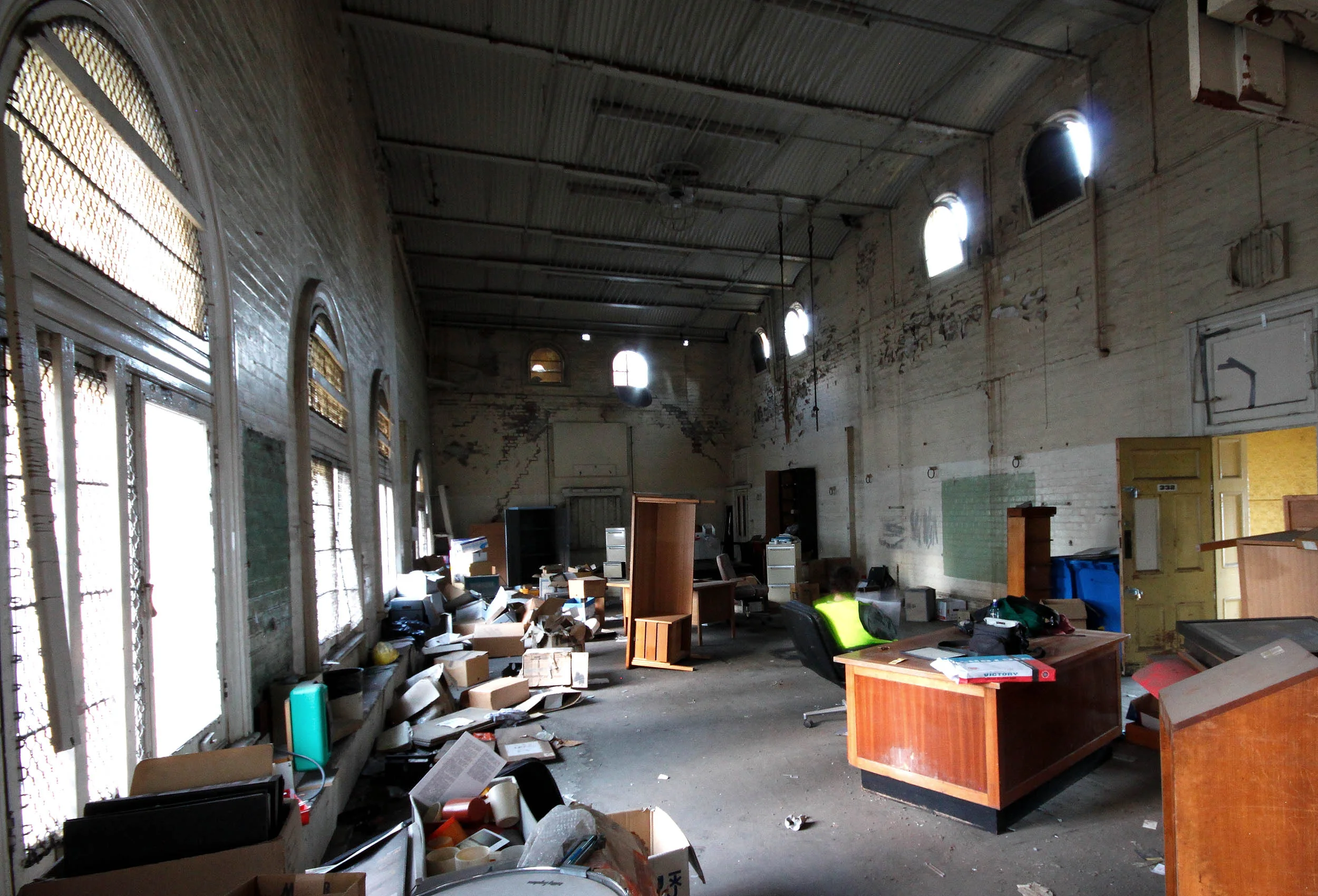 Gymnasium utilised as a storage facility by the railway