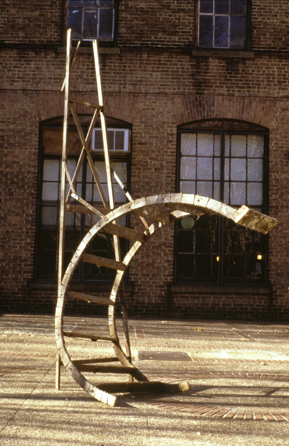 Trust, Found timber ladder, cut and reconfigured, Pratt Institute, Brooklyn, NY, 1998