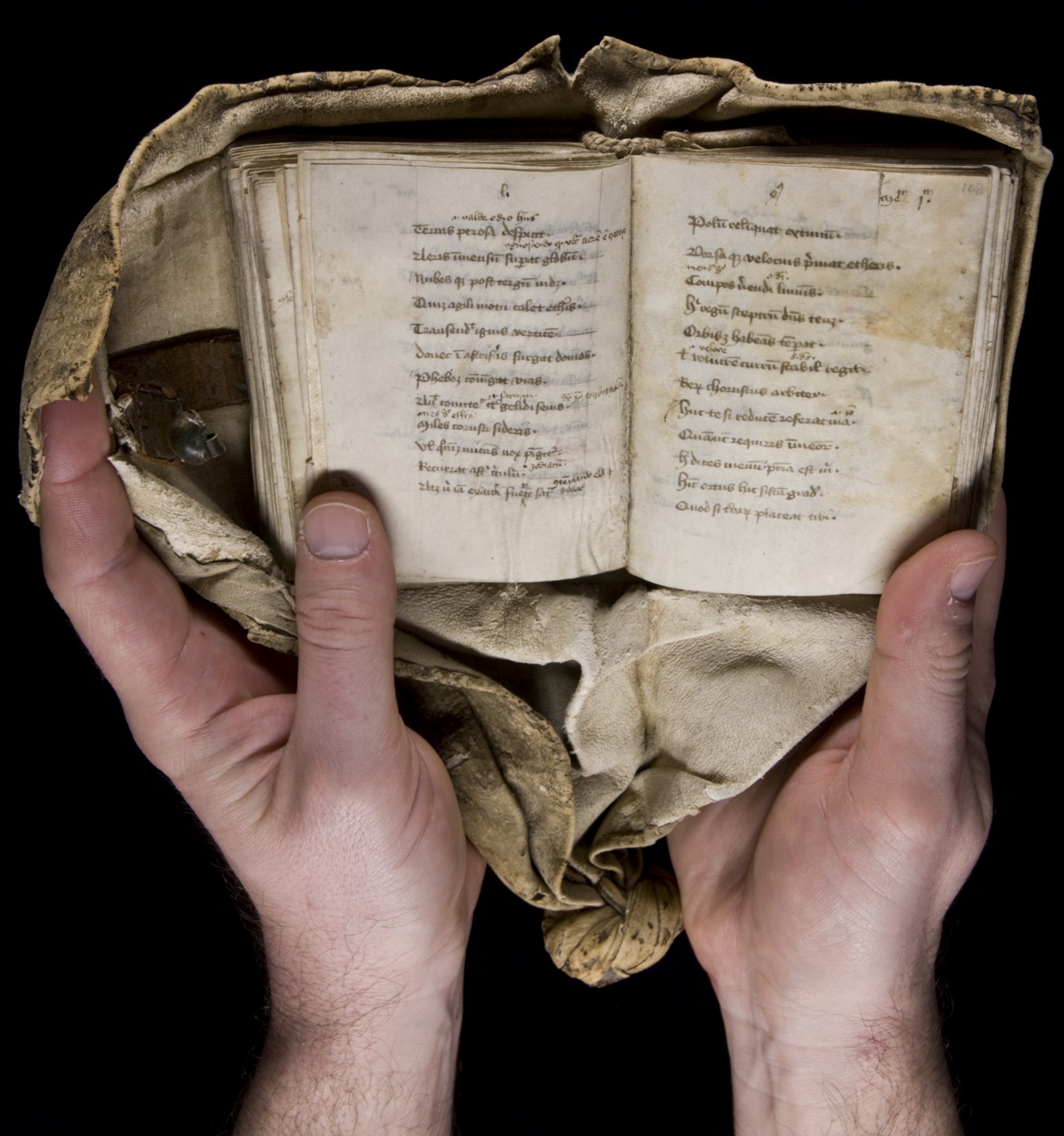 15th-century girdle book from Yale’s Beinecke Rare Book and Manuscript Library . Licensed under CC BY-SA 2.0 . My thanks to Jennifer Brook for pointing me in the direction of girdle books.