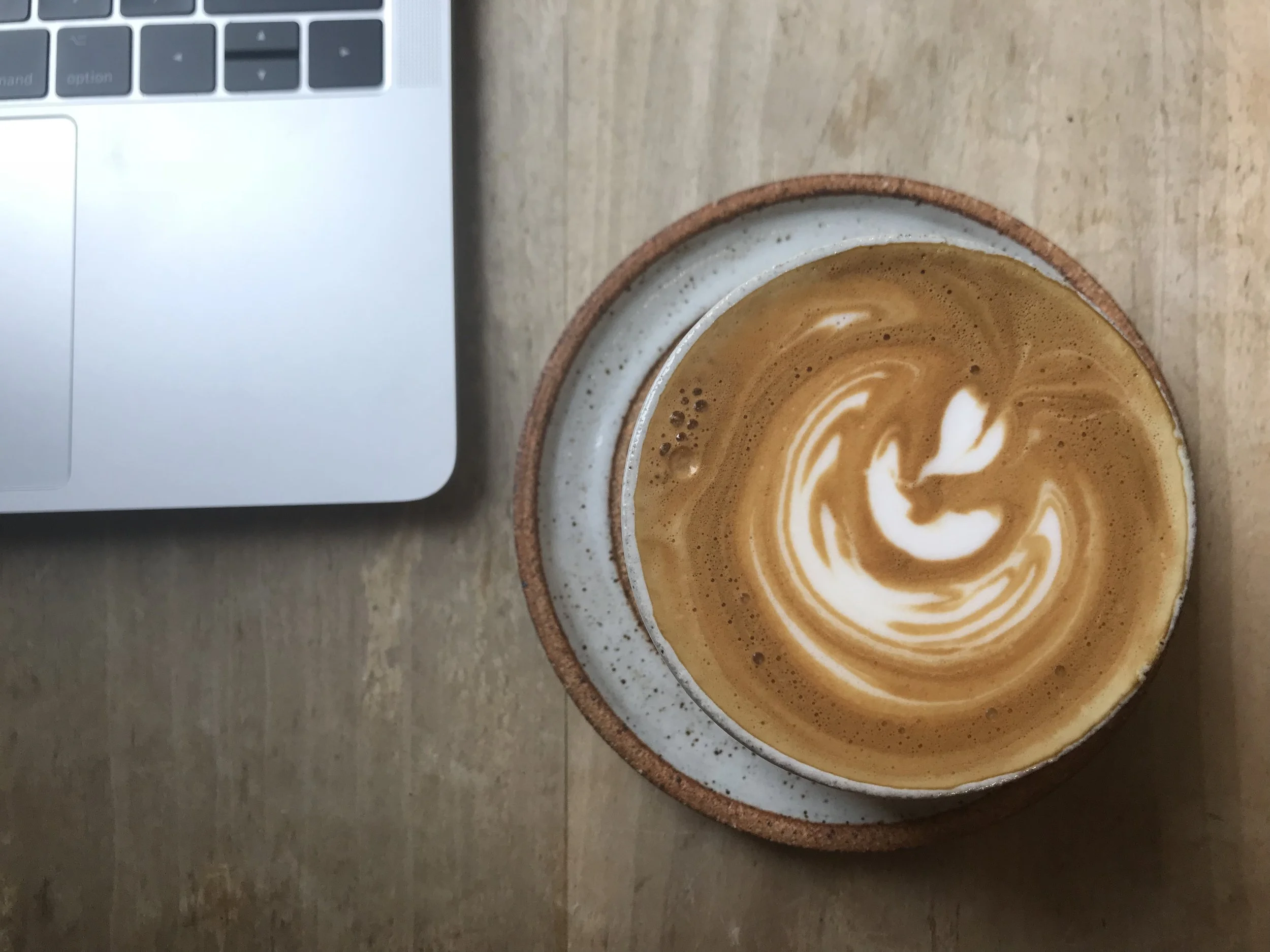 Coffee and laptop at my neighborhood café last weekend