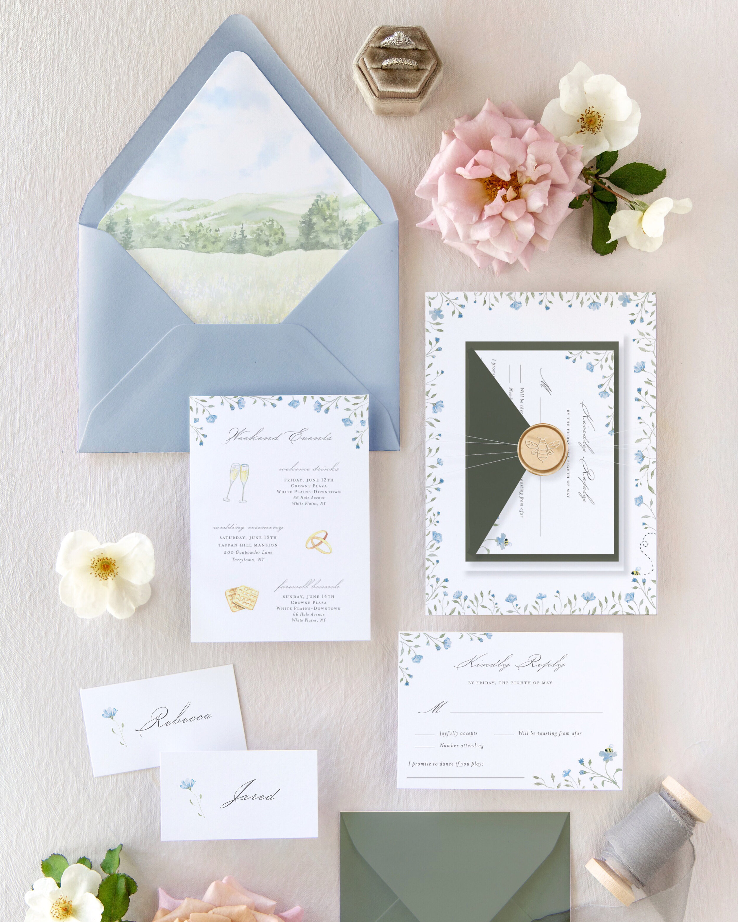 Custom Watercolor Wedding Invitations