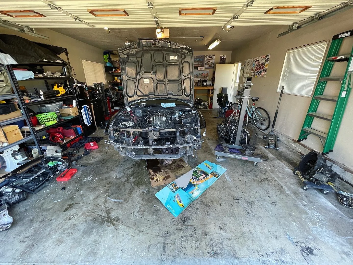 With some help from the boys the car now looks 100x worse. 

Believe it or not, it&rsquo;s actually closer to running now then it was before. 

We made some Integra progress this weekend. Now time for some engine work, parts swapping, cleaning, frame