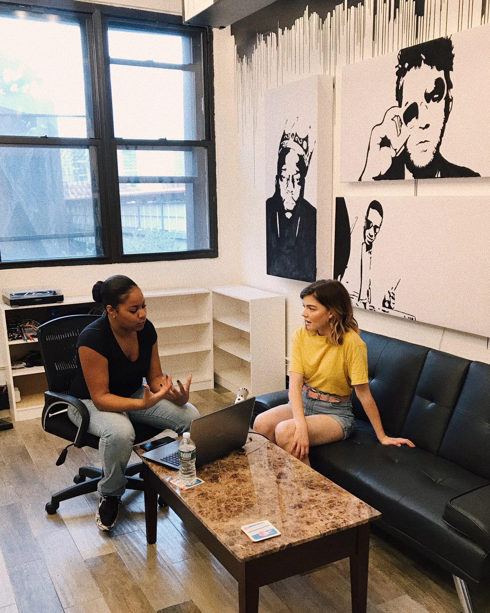 jessica whitaker being interviewed about build + bloom for a podcast at brooklyn commons