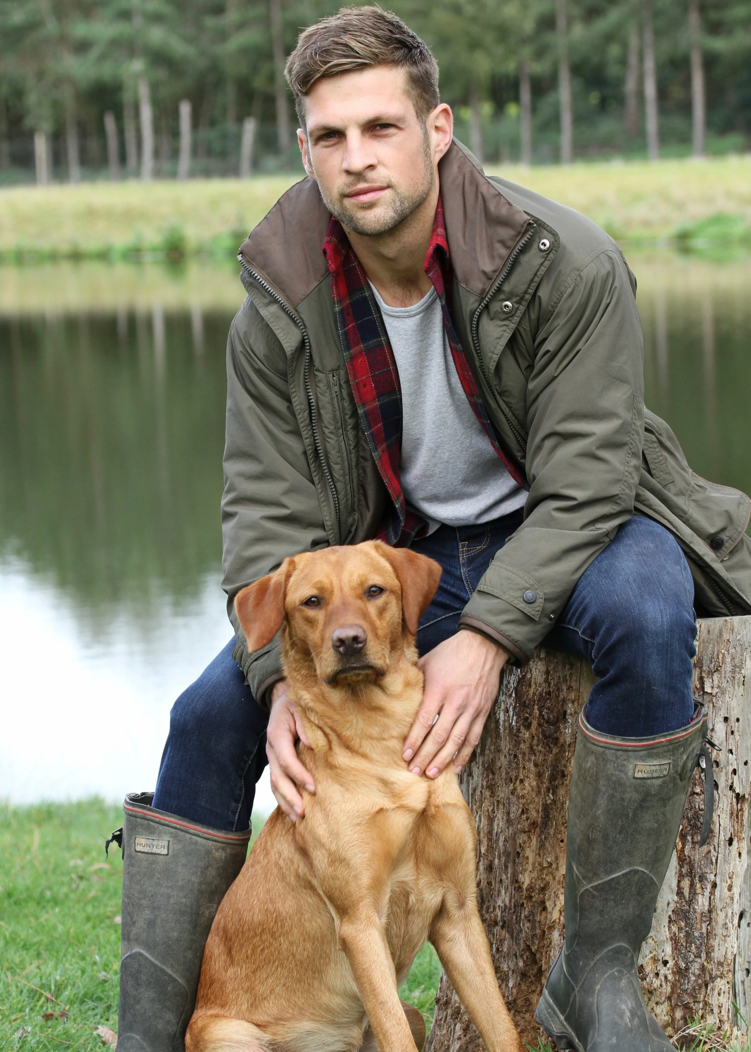 Waterproof coat by Ridgeline of New Zealand , Wellingtons by Hunter
