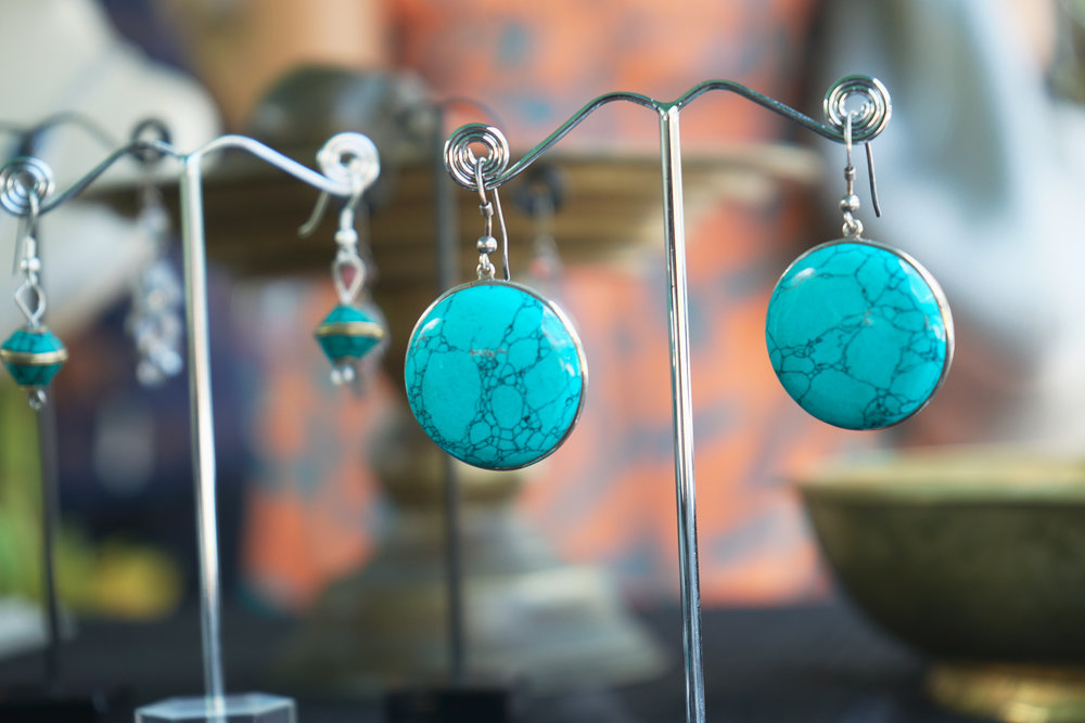  Sri Lankan jewellery: artisan designed turquoise earrings available at Good Market in the Viharamahadevi Park South East shopping district 