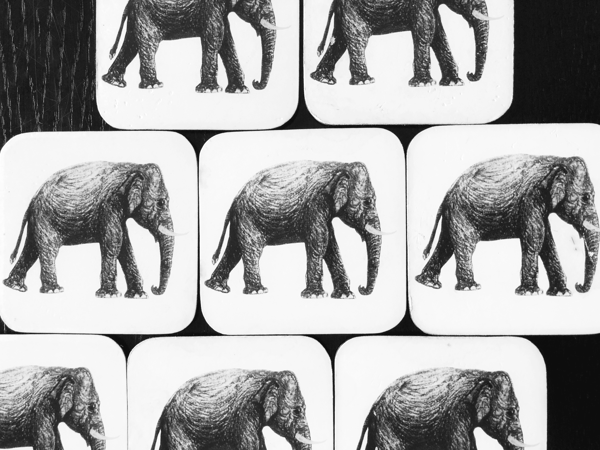 Elephant motif coasters available at Paradise Road