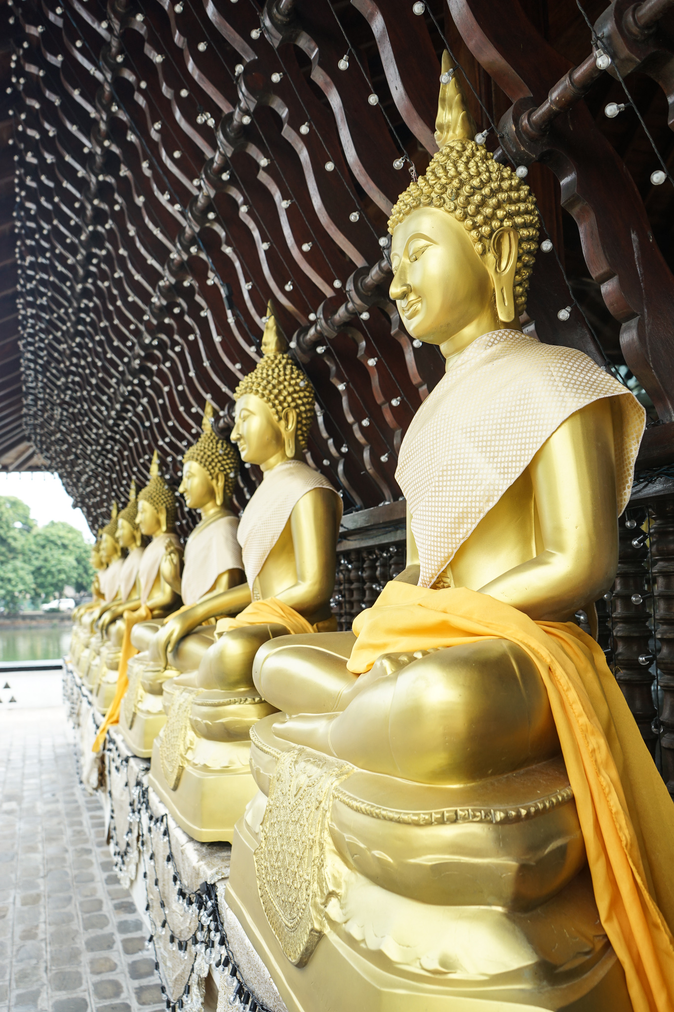 The golden meditating Buddhas 