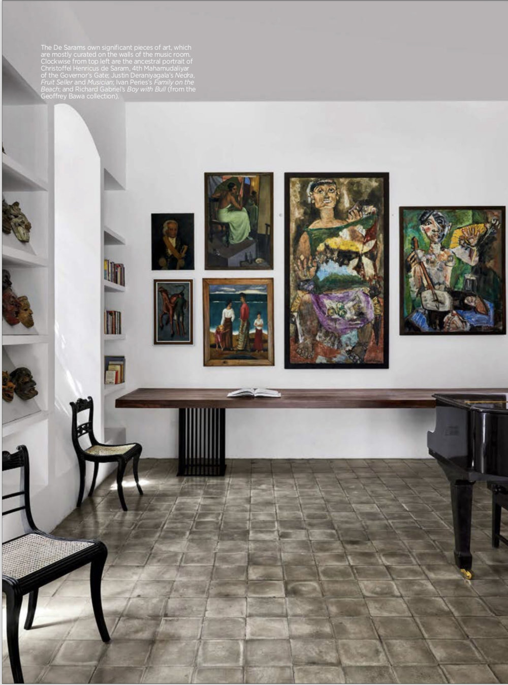 Music room with Deraniyagala paintings