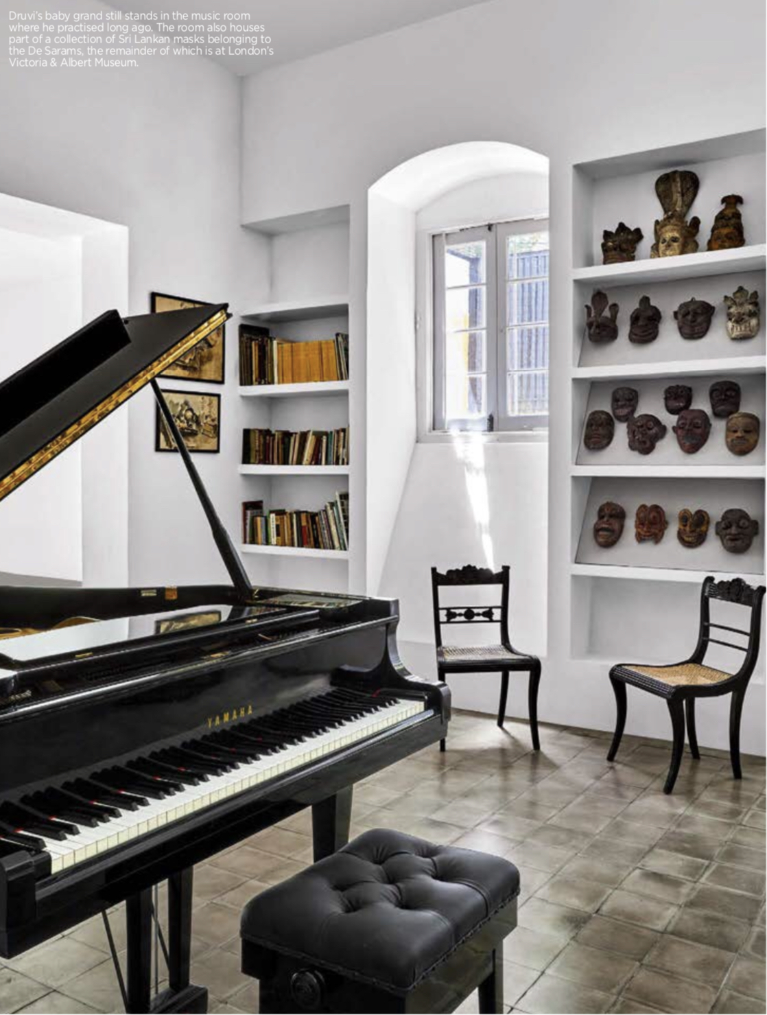 Music room and antique mask collection