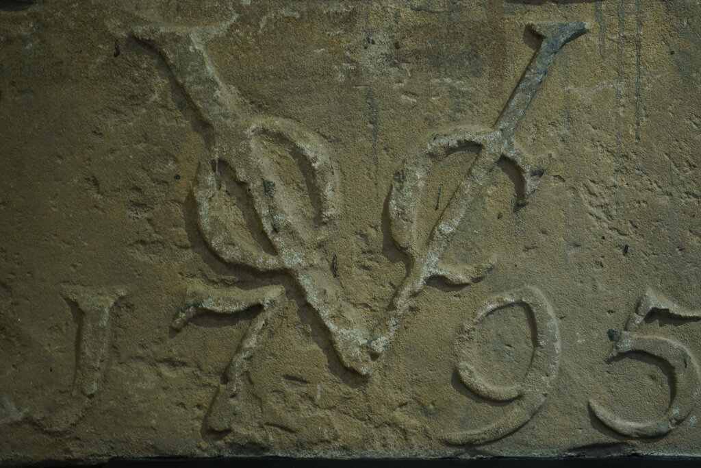 Carving of VOC symbol in stone at Colombo Museum 