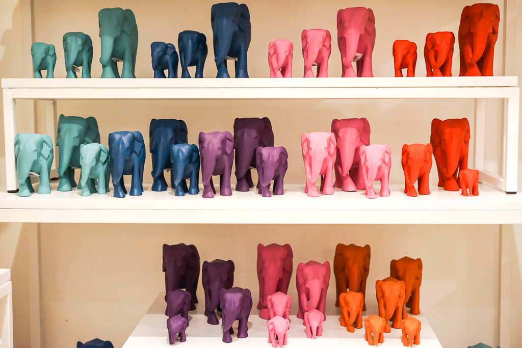 Decorative elephants at Urban Island store