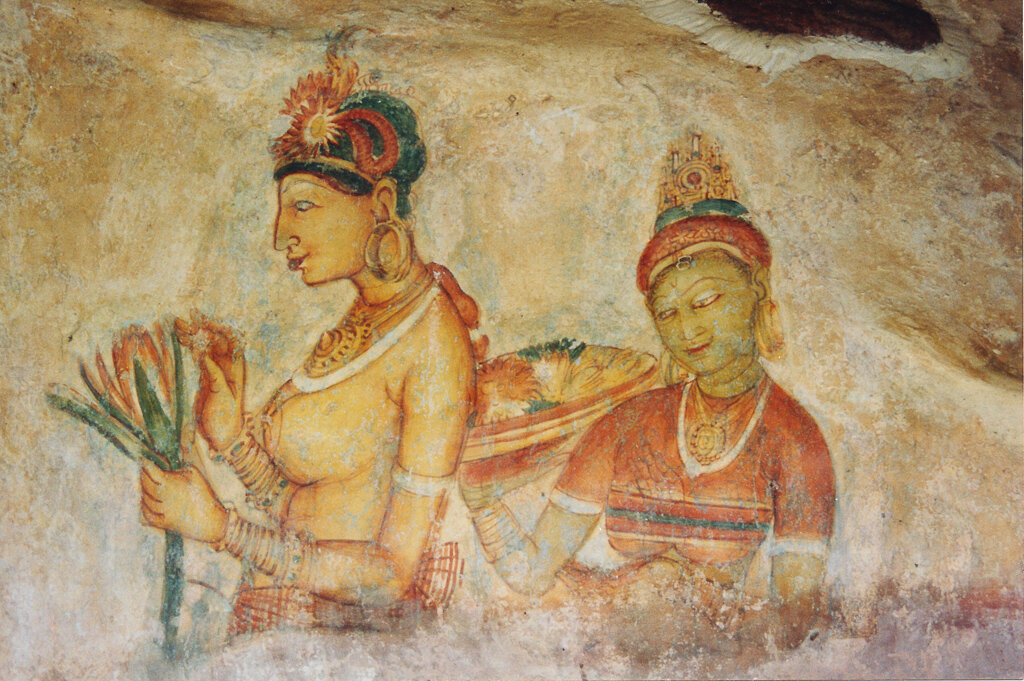 Painted frescoes at Sigiriya, Sri Lanka