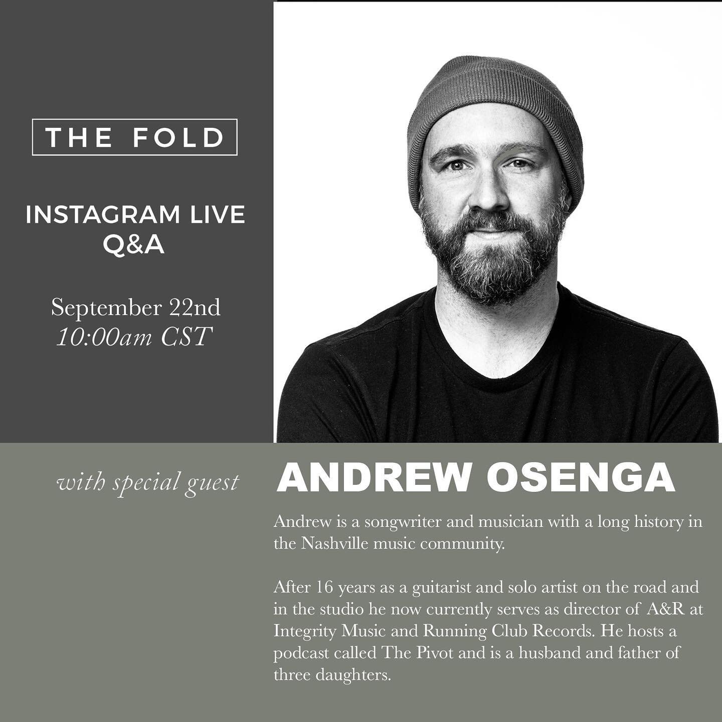Tomorrow morning we are BACK with another Live Q&amp;A! @itslesliejordan will be joined by @andrewosenga at 10am, and it&rsquo;s going to be a great time. Andrew is a master of many arts and is a well of wisdom, so make sure you tune in! See you ther