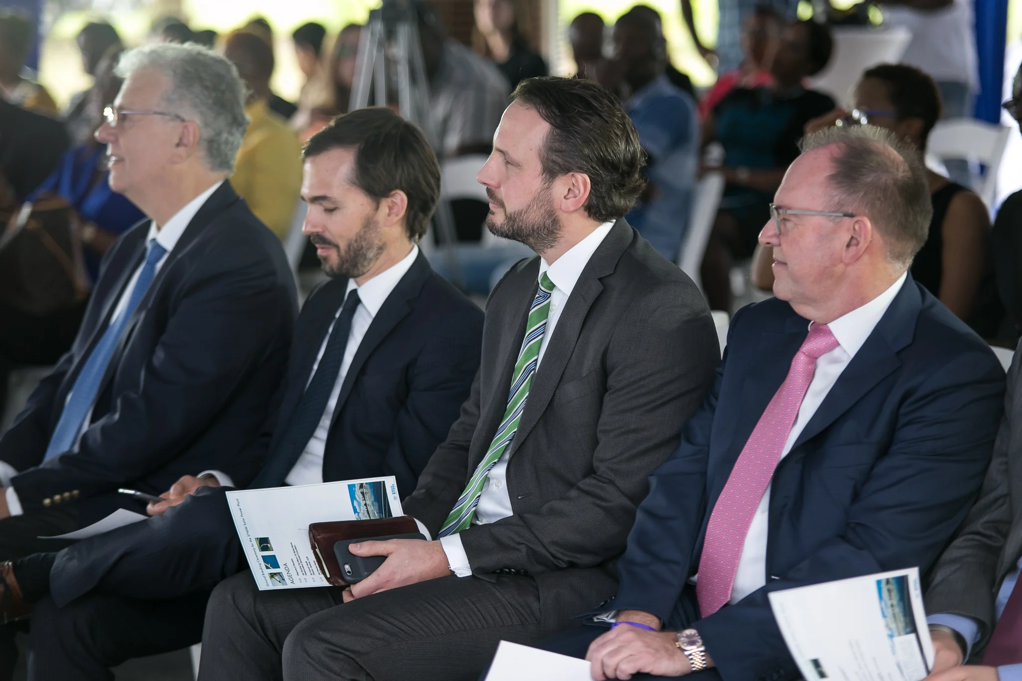 From left to right, Ambassador Jean-Michel Despax of France, Mr. Lionel Bony (Neoen), Mr. Roman Rocke (MPC Capital), Mr. Per Pederson (MPC).