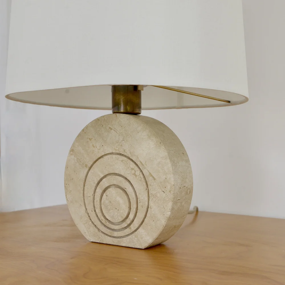 Concentric 50s Travertine Table Lamp — Lumfardo