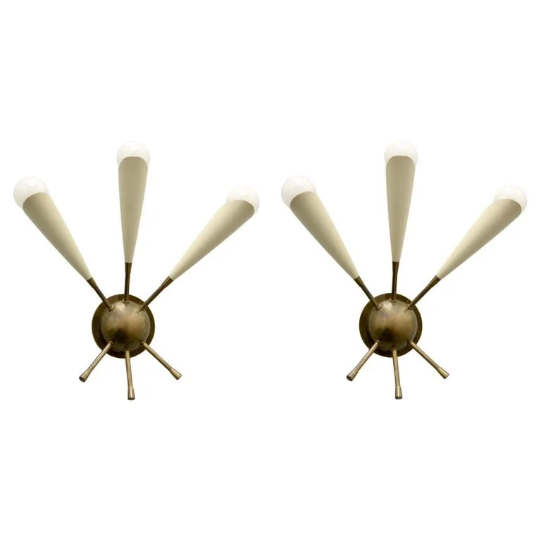 Pair of Three Arm Sputnik Sconces