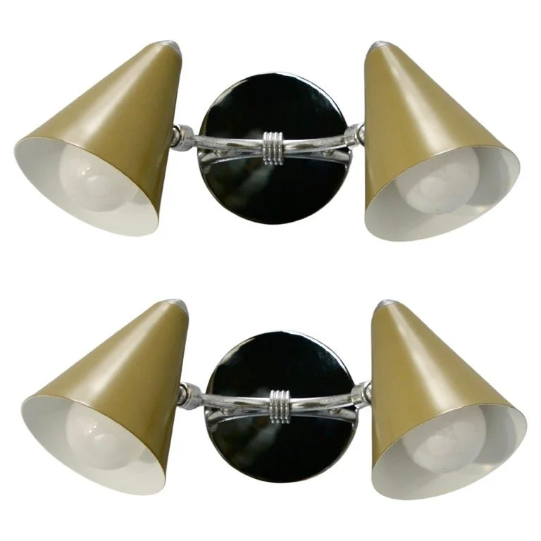 Pair of Italian 50s Double Shade Sconces