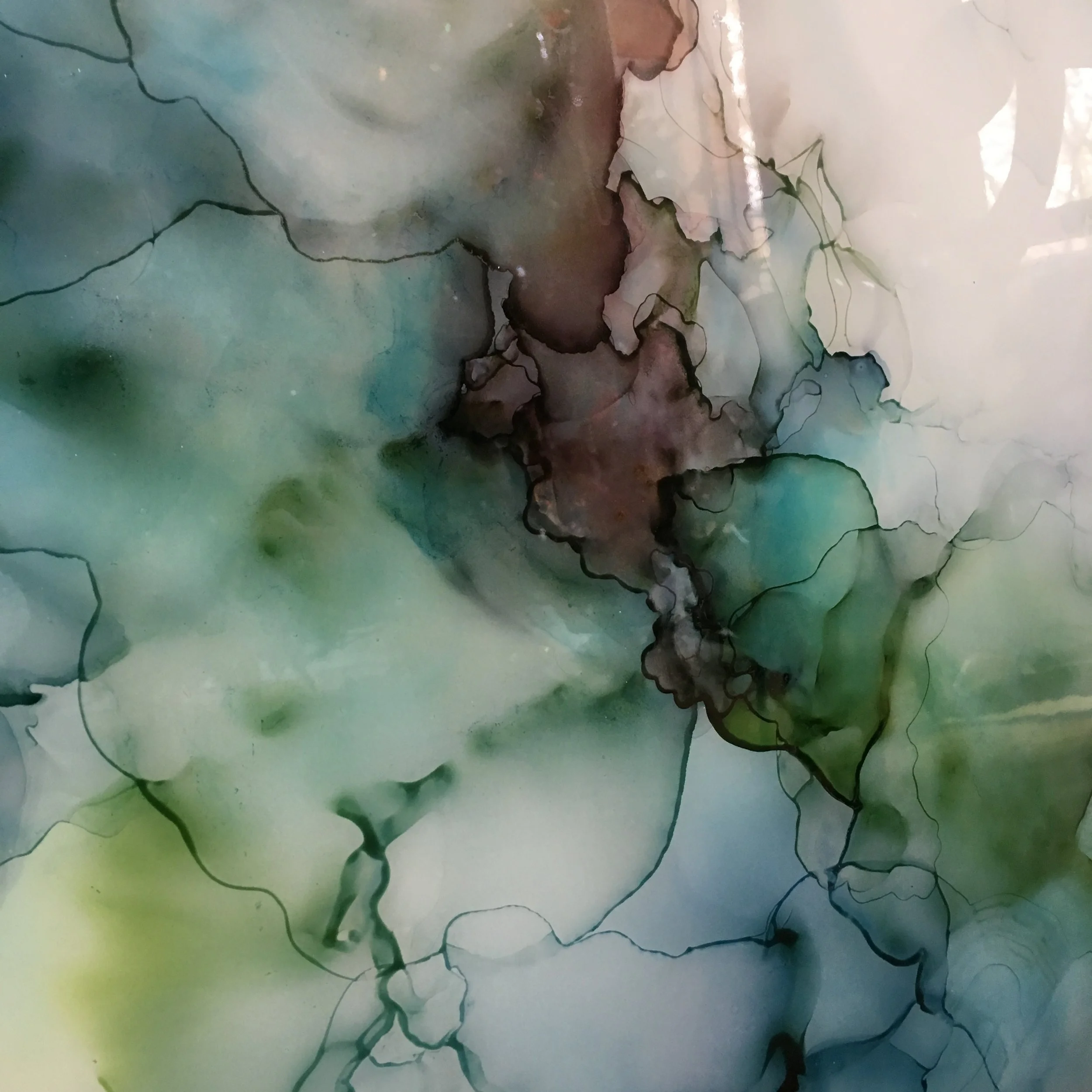 detail of myths that we live by mixed media resin abstract art by north carolina artist amanda moody