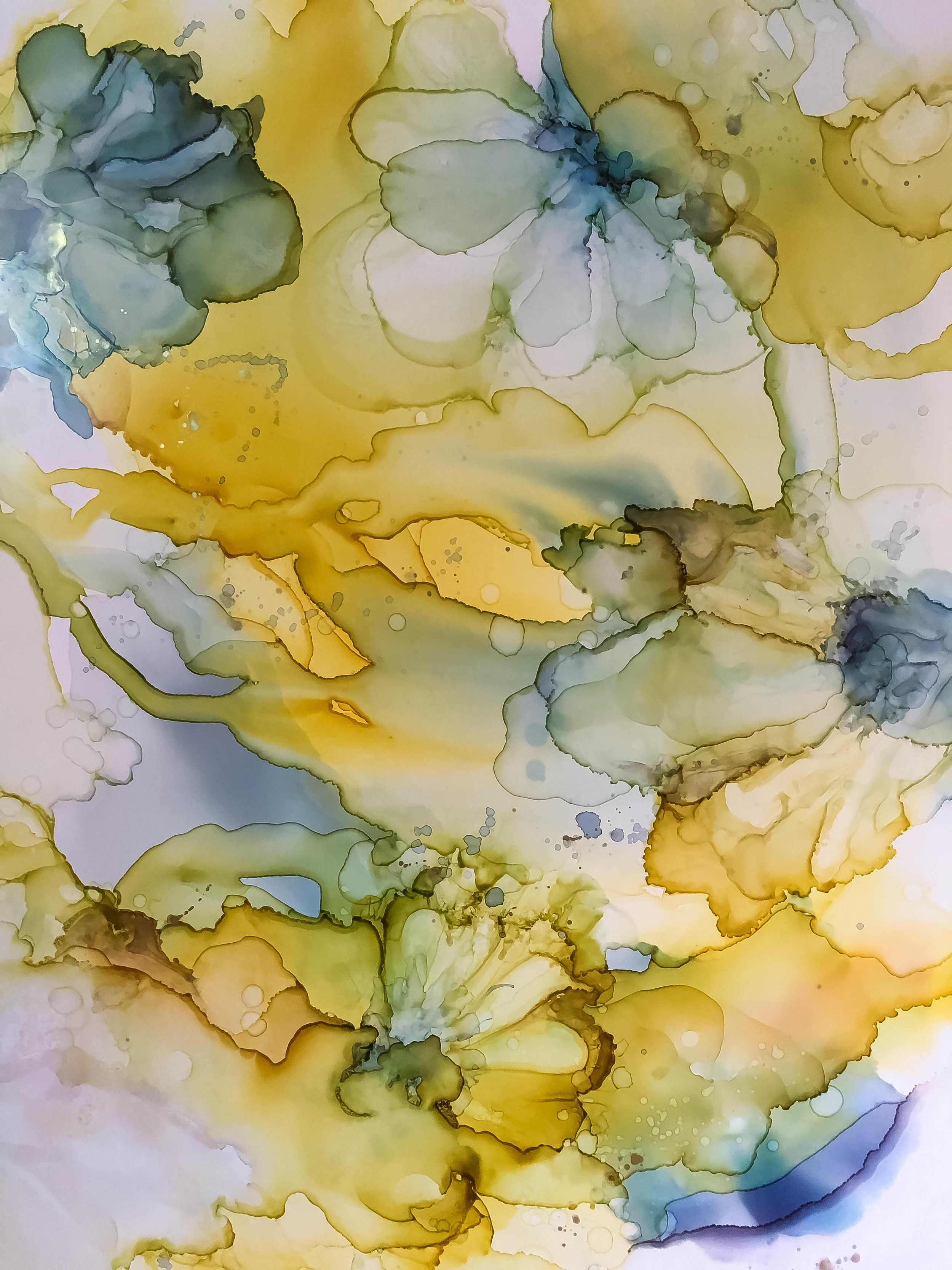 detail of jonquil mixed media abstract art by north carolina artist amanda moody